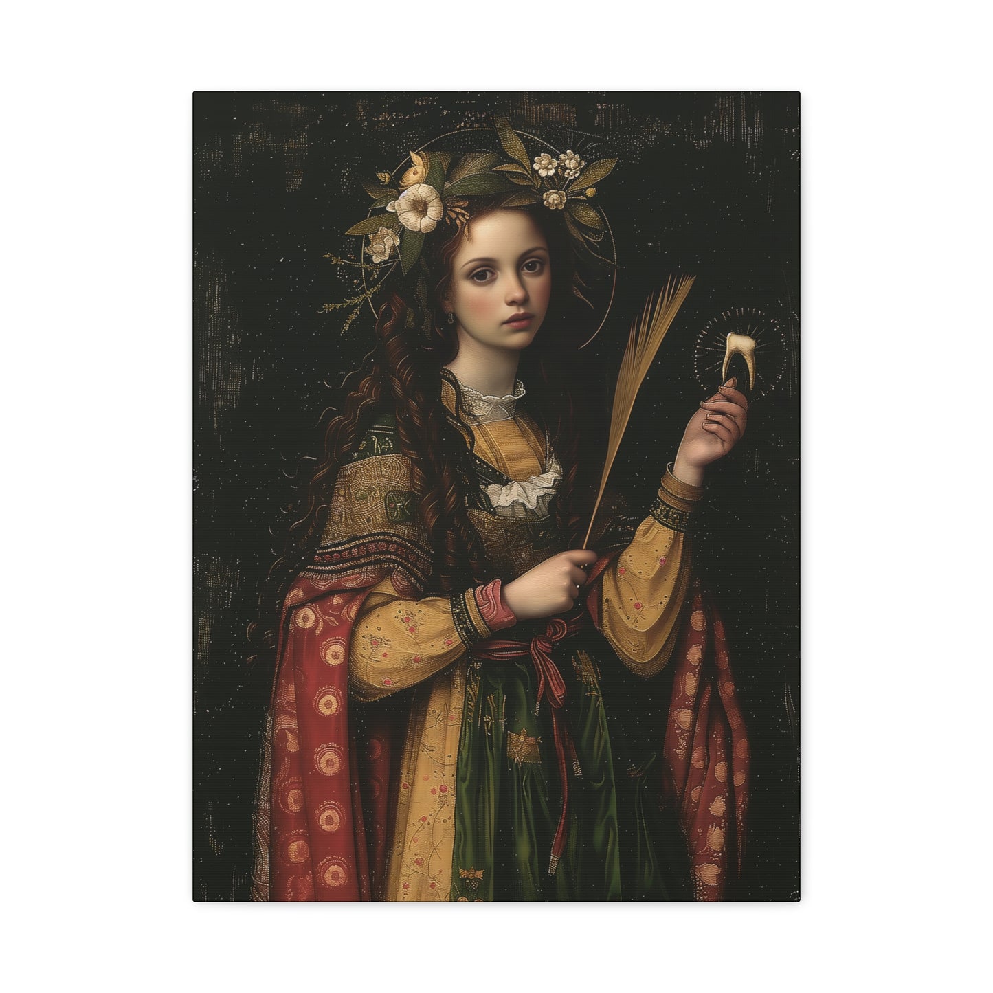 Saint Apollonia - Museum Wrapped Canvas - Print - Religious Art for your Home - Catholic art print - prayer room art