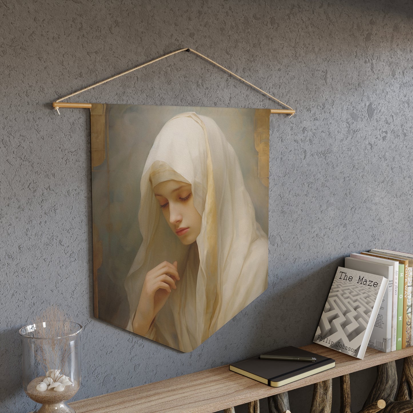 Mary the Blessed Virgin Wall Banner / Wall Hanging - Mother Mary Art for your home - Prayer room - Nursery Room Art - 18" x 21"