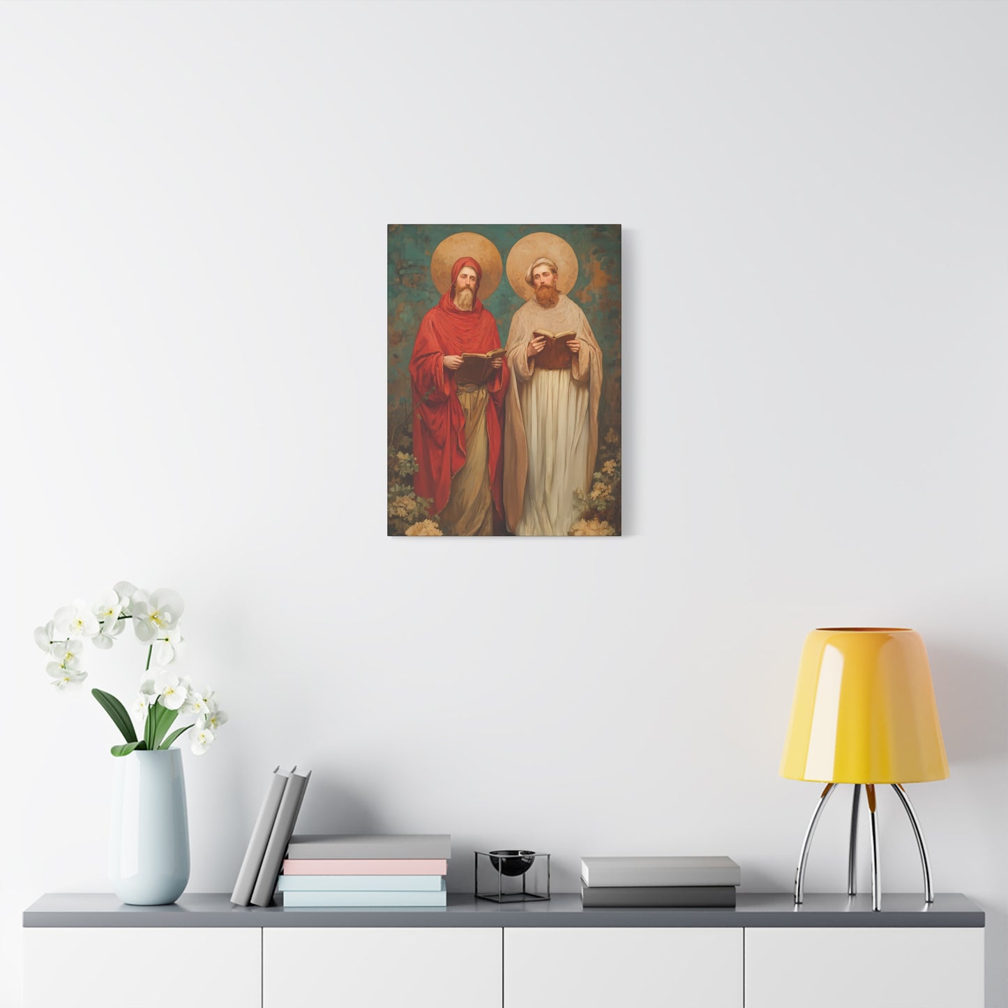 Saints Cosmas and Damian - Multiple Sizes - Catholic Home art - Museum Wrapped Canvas - Sanctified Souls Print - Catholic Martyr Art