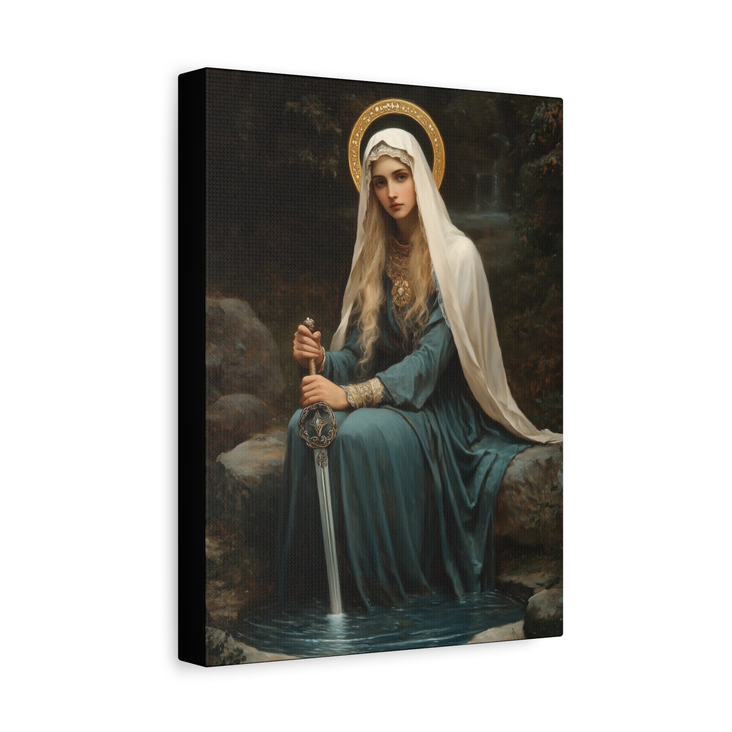 Saint Winifred - Museum Wrapped Canvas - Print - Religious Art for your Home - Christian print - Prayer Room Art - Catholic