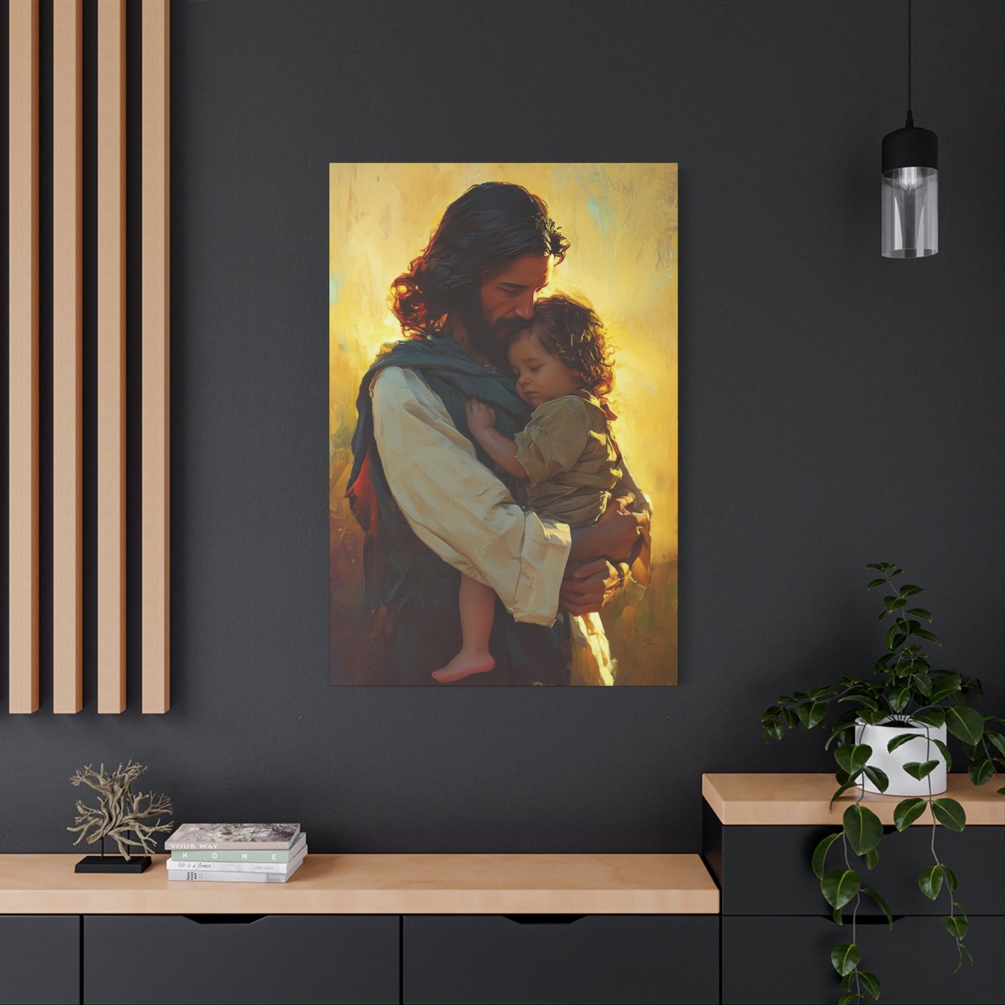 Divine Protector of the Innocent - Christ and Child - Museum Wrapped Canvas - Print - Religious Art for your Home - Christian art print