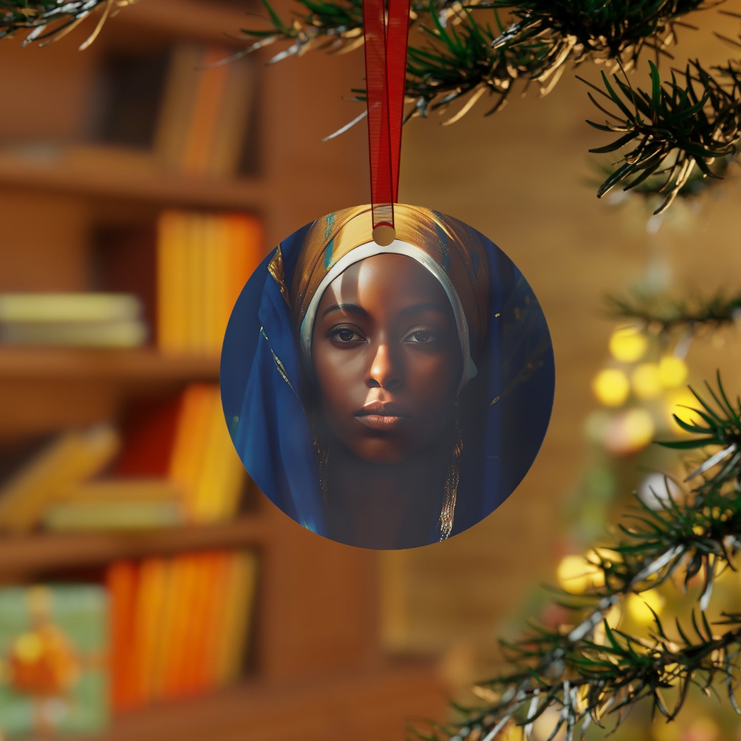 Mary the Blessed Virgin in Art Metal Ornament - Religious Holiday Christmas Ornament and Keepsake - Double sided - Virgin Mary