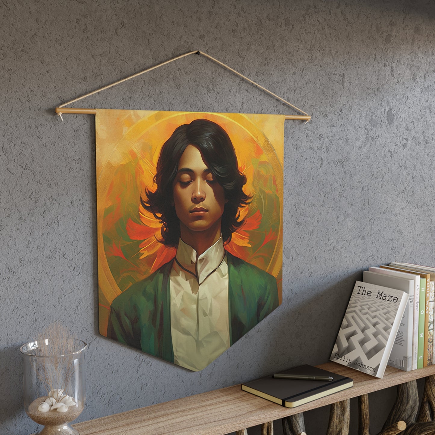 Saint Lorenzo Ruiz Wall Banner / Wall Hanging / Pennant - Prayer room - Catholic Art - Saint Art - Large Saint Print - 18" x 21"