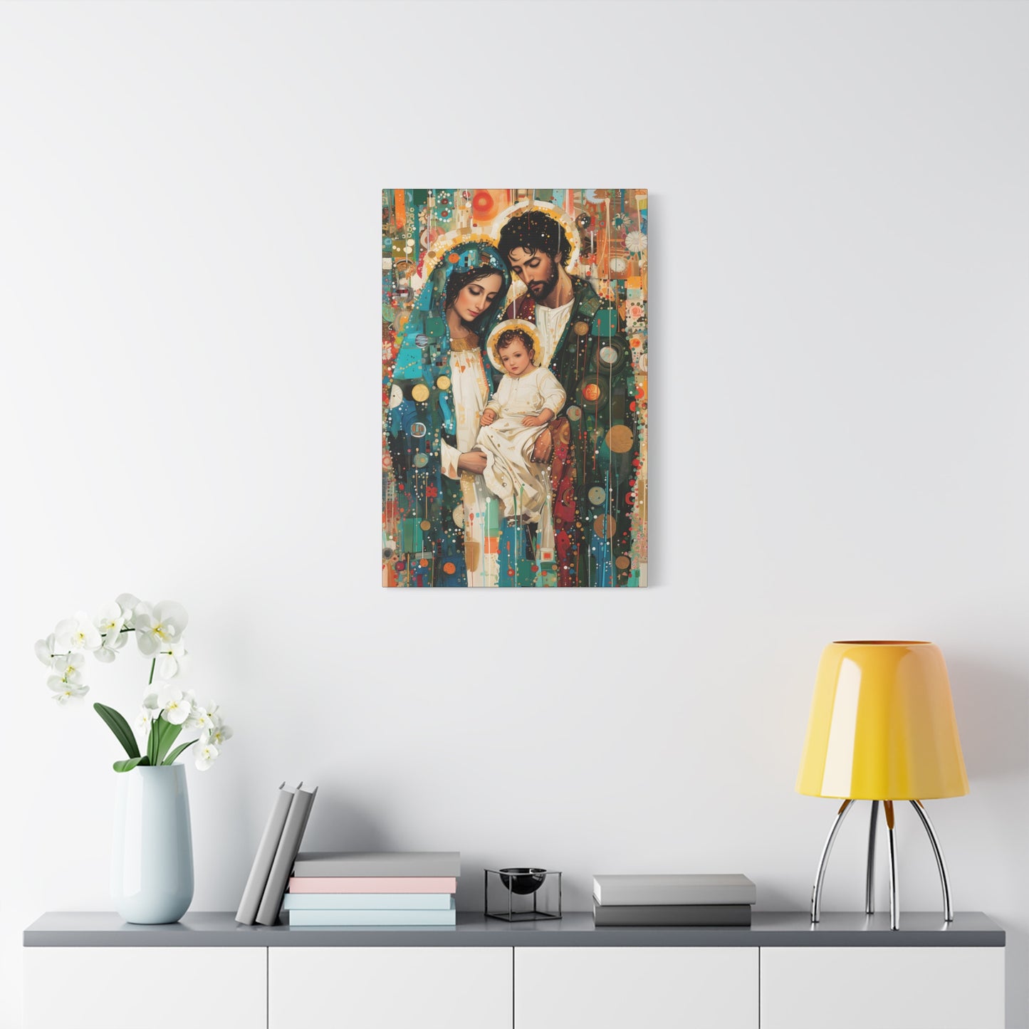 Eternal Light - Mary, Joseph, and the Christ Child - Museum Wrapped Canvas - Sanctified Souls Print - Religious Art - Holy Family Art