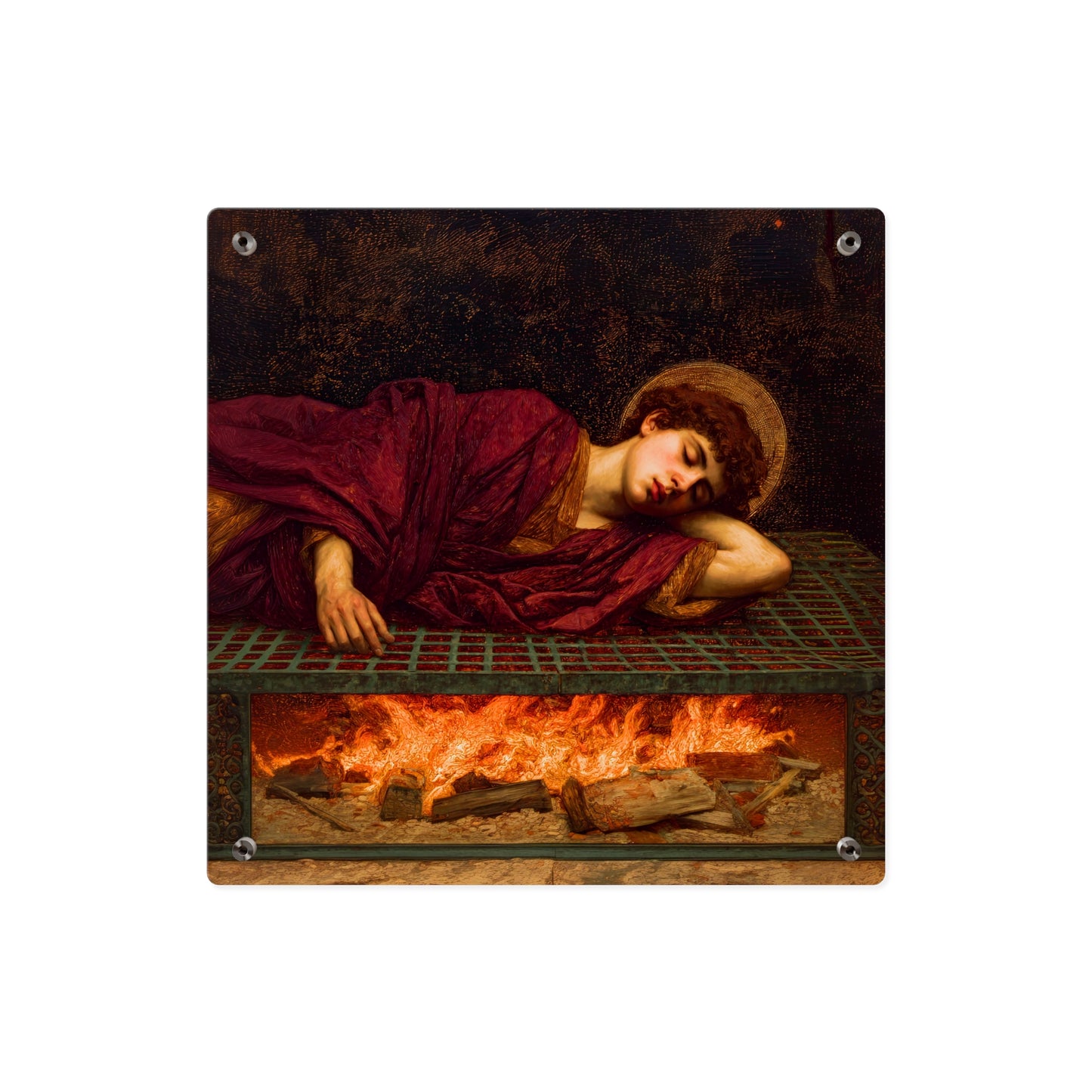 Saint Lawrence Wall Art Panel - Ready to Hang Acrylic Print - Catholic Saint Art - Patron Saint Print - No Frame needed