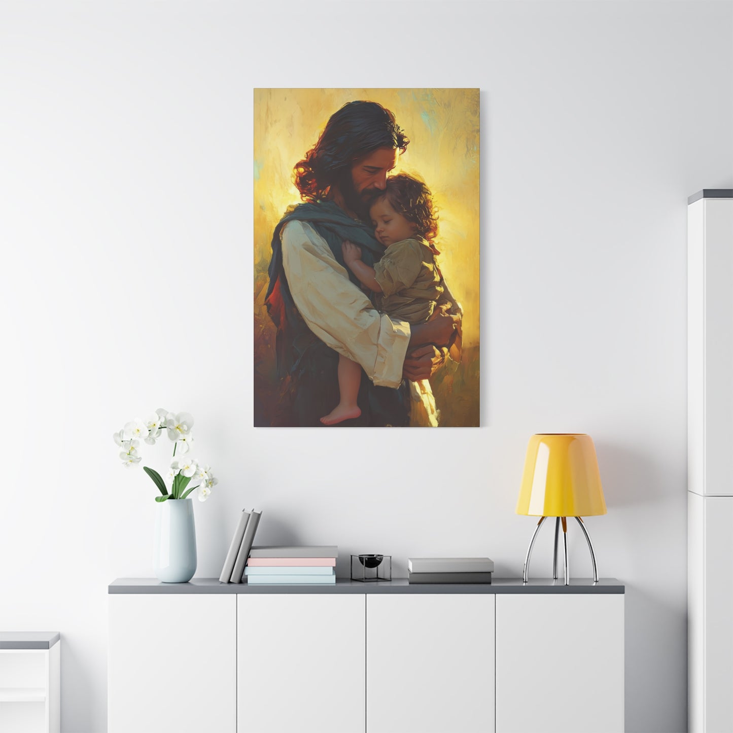 Divine Protector of the Innocent - Christ and Child - Museum Wrapped Canvas - Print - Religious Art for your Home - Christian art print
