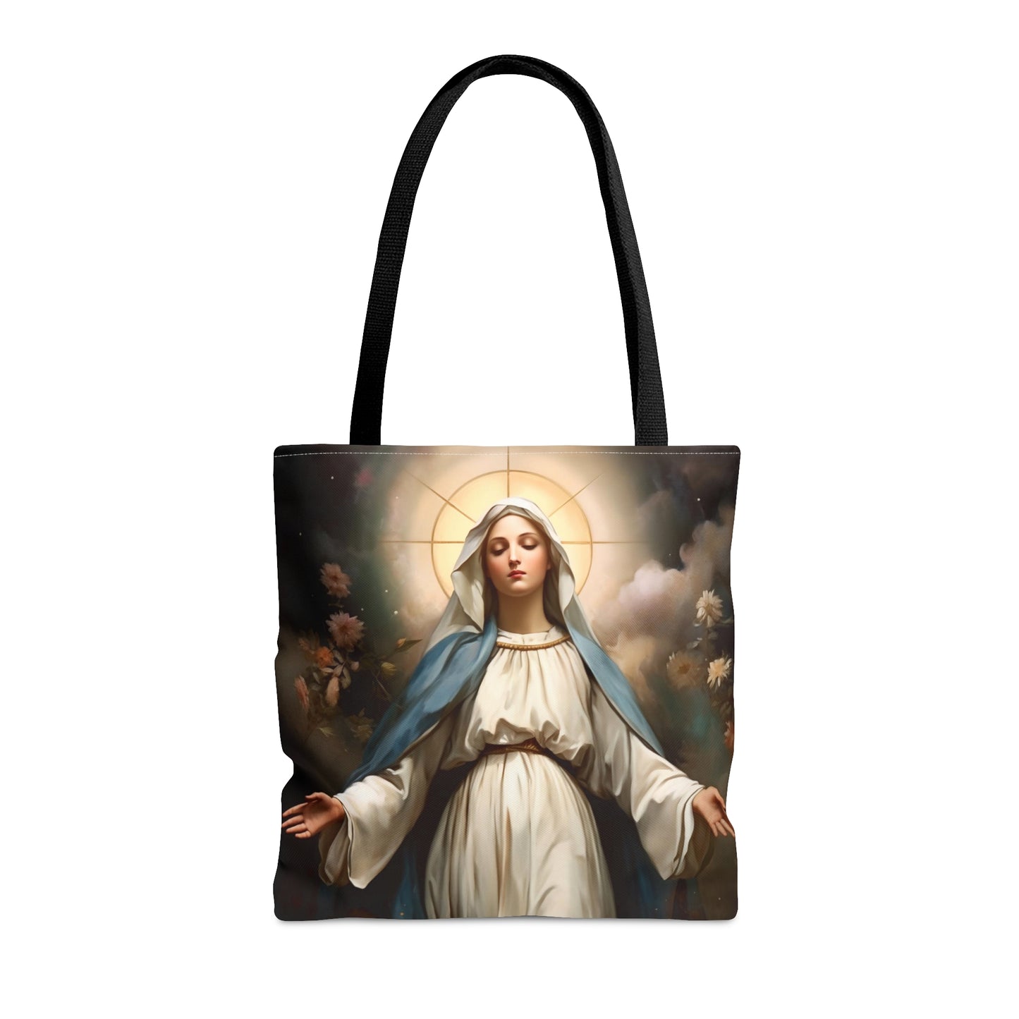 Ethereal Beauty - The Immaculate Mother Mary Tote Bag - Large Medium Small Faith Art Bag - Re usable Tote Purse - Double Sided