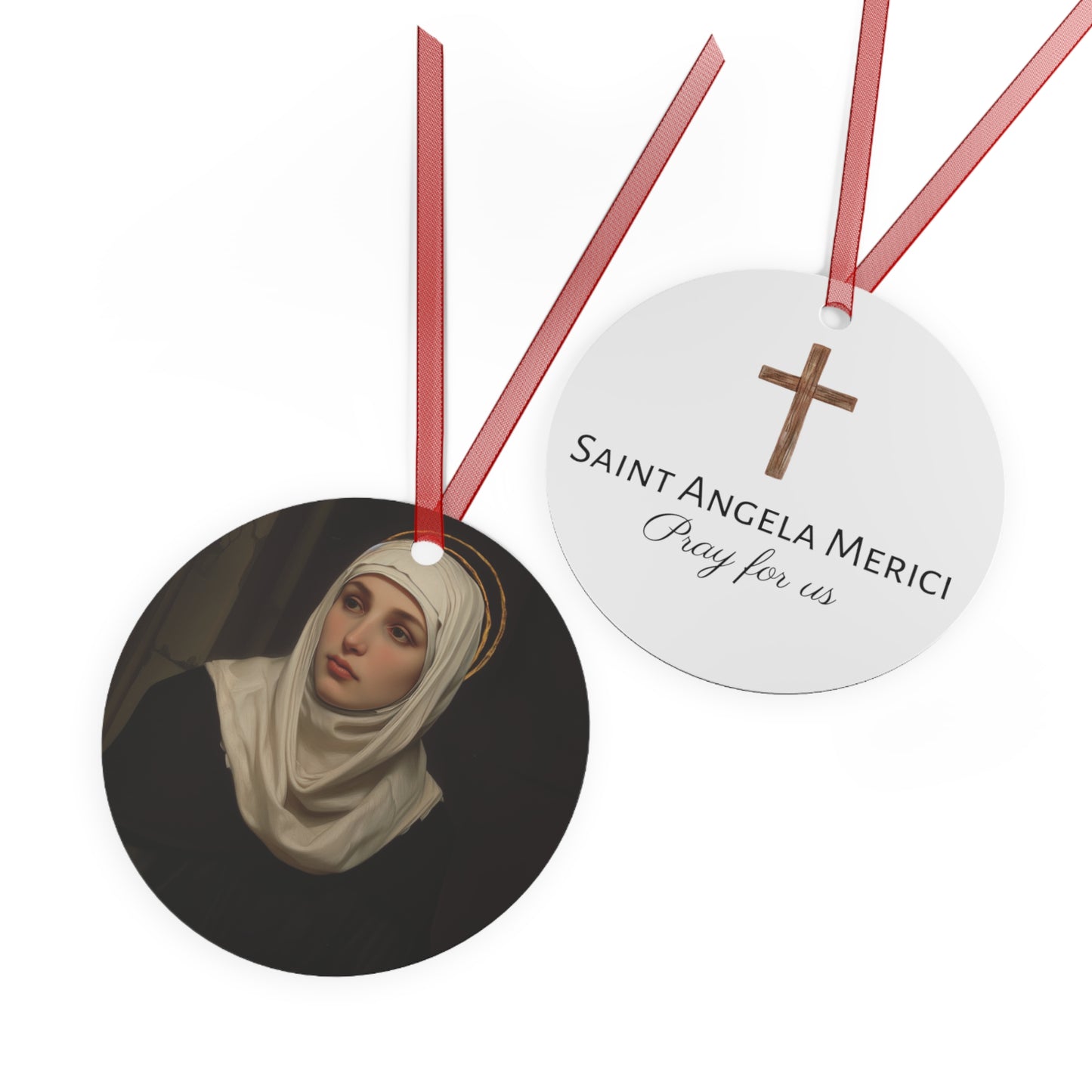 Saint Angela Merici Metal Ornament - Religious Holiday Christmas Ornament and Keepsake - Double sided