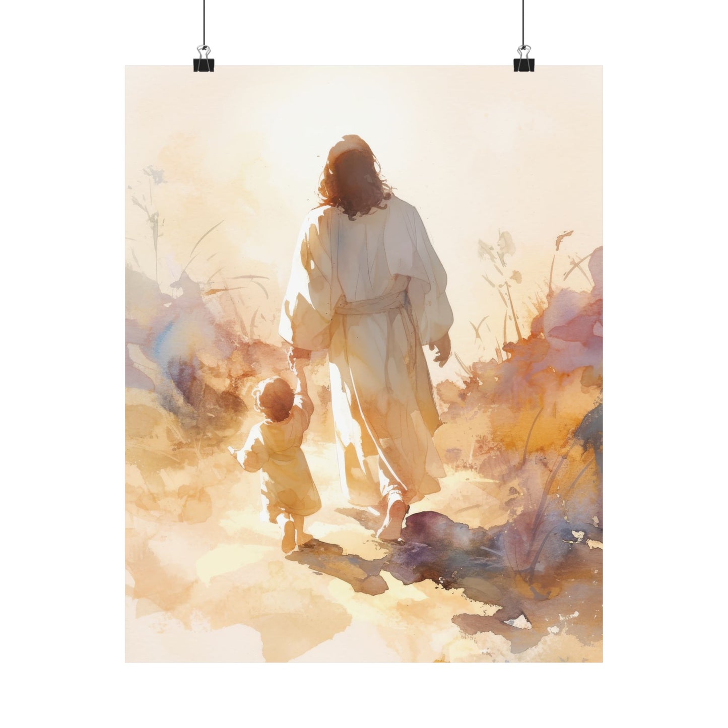 Jesus Guiding a Child in Faith - Christ and Child Poster Print - Sanctified Souls Print - Catholic Art - Christian painting