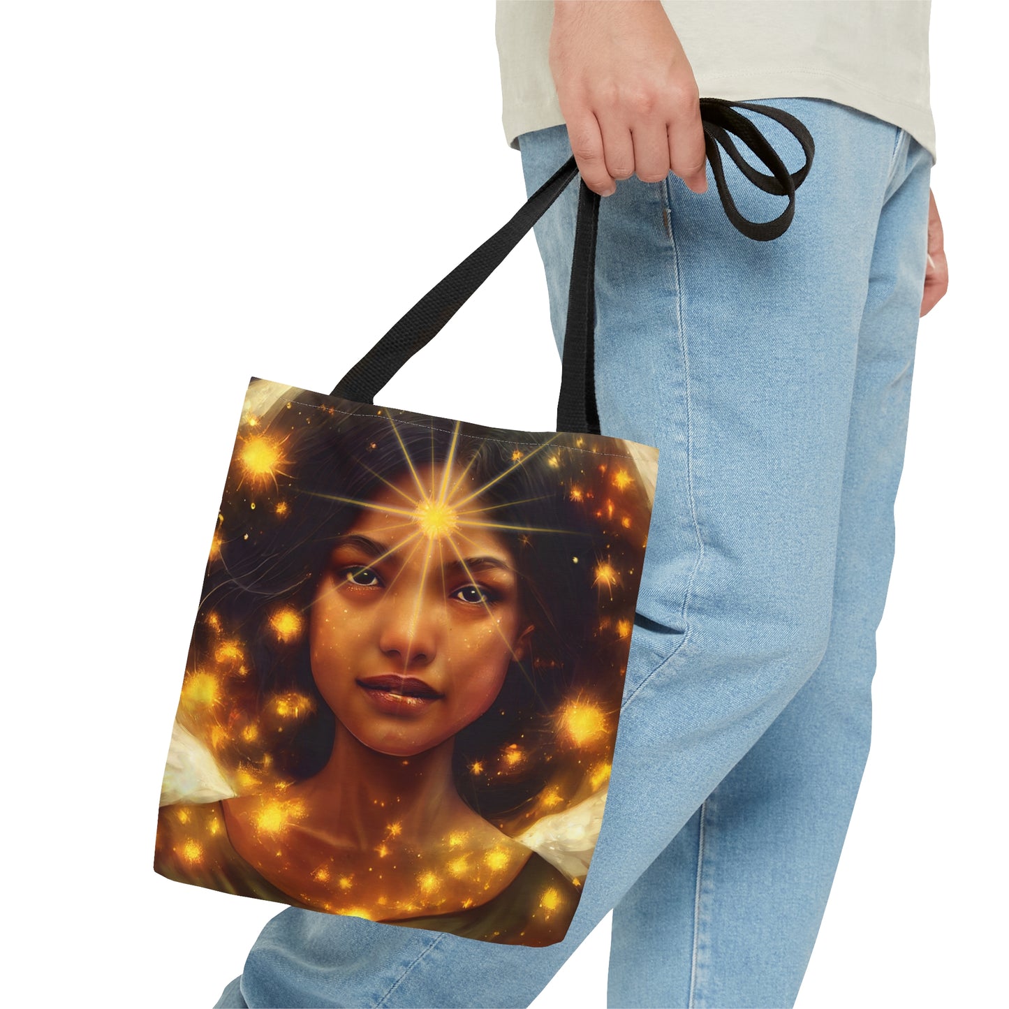 Uriel Tote Bag - Large Medium Small - Art Bag - Guardian Angel Double Sided Purse - Carry All Bag - Spiritual Gift - Divine Oracle Art