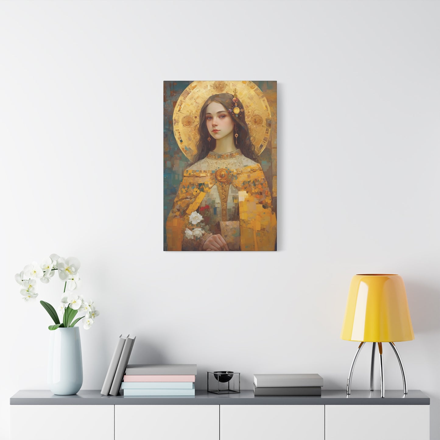 Saint Dymphna - Museum Wrapped Canvas - Sanctified Souls Print - Religious Art for your Home