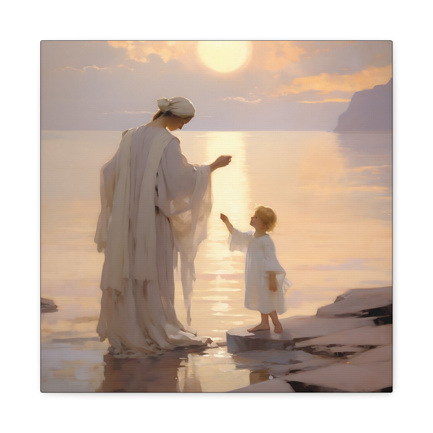 Divine Maternal Grace Museum Wrapped Canvas - Sanctified Souls Print - Mother & Child Nursery Art - New Mother - Religious Art for Mothers