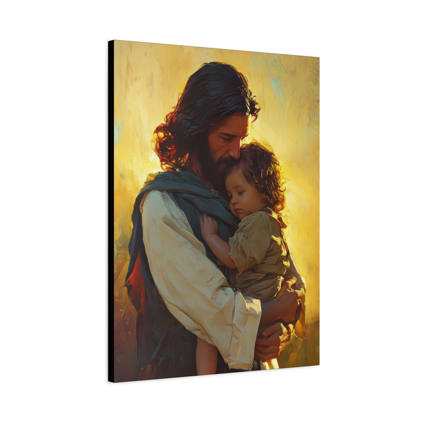 Divine Protector of the Innocent - Christ and Child - Museum Wrapped Canvas - Print - Religious Art for your Home - Christian art print