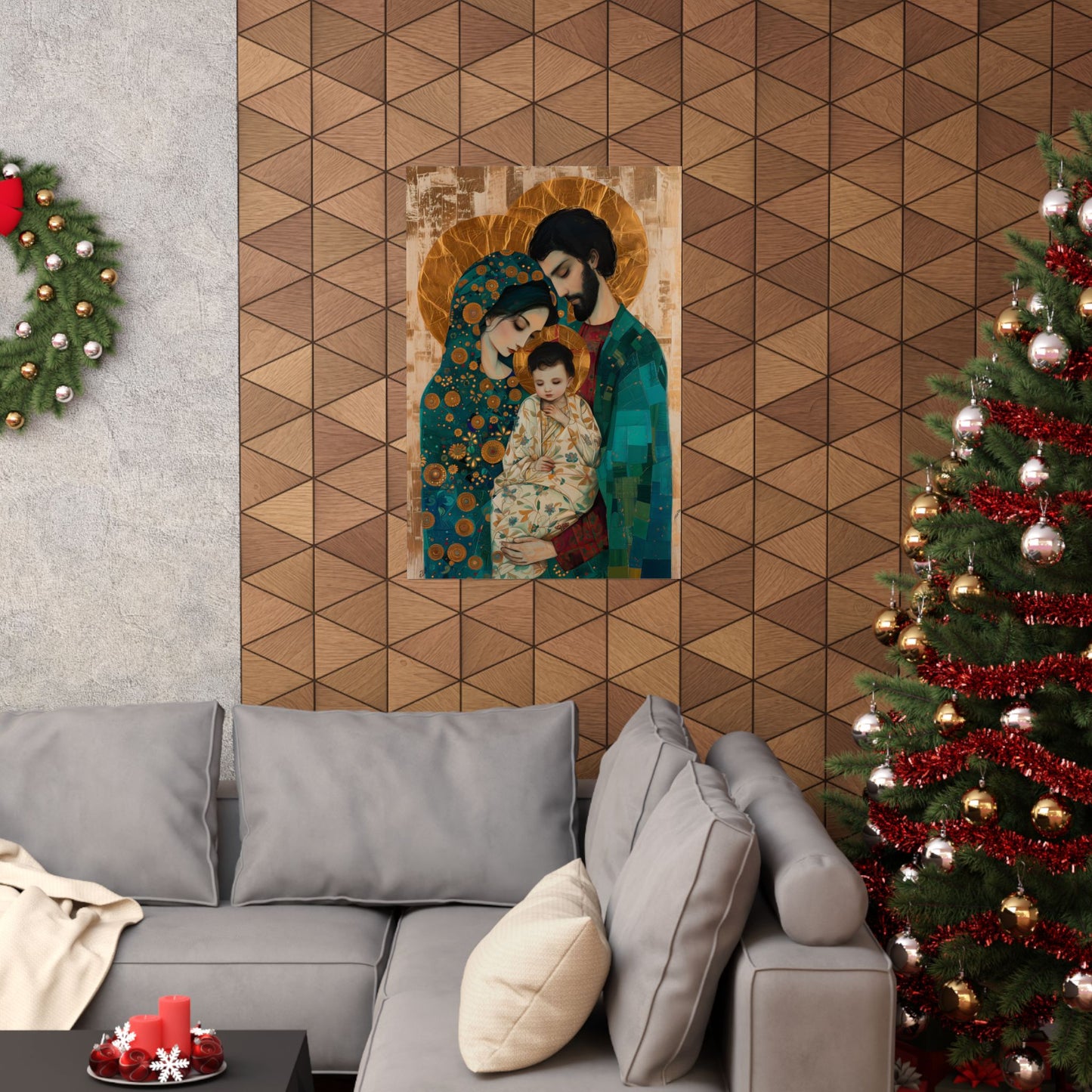 Sacred Love- The Holy Family Portrait - Sanctified Souls Print - Multiple Sizes - Premium Matte Vertical Posters - Jesus, Mary, Joseph