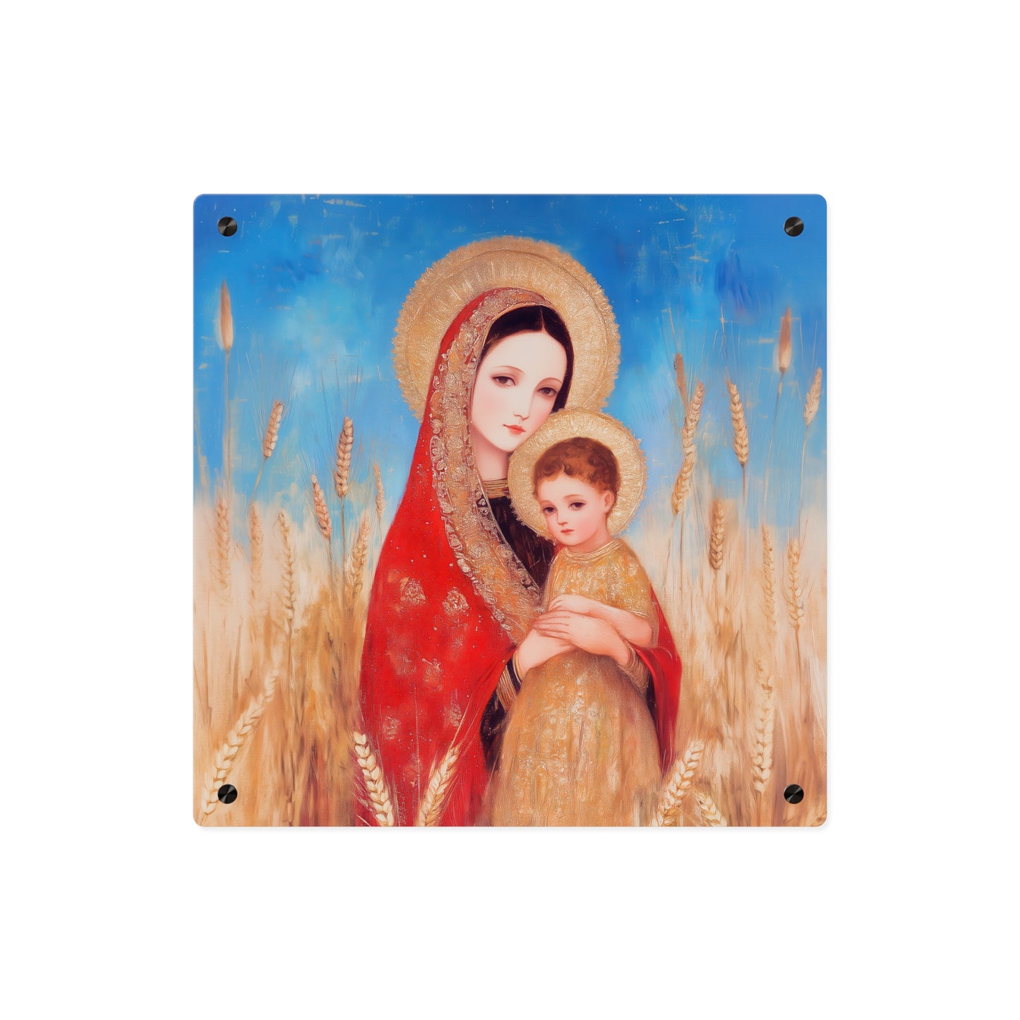Our Lady of the Harvest - Wall Art Panel - Ready to Hang Acrylic Print - Catholic Saint Art - Patron Saint Print