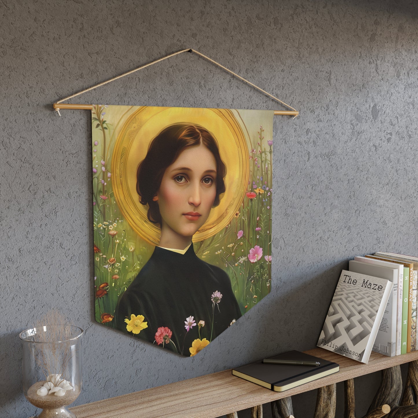 Saint Bartolomea Capitanio Pennant / Banner / Wall Hanging - Prayer room art - 18" x 21" - Catholic prayer Religious Christian Gift