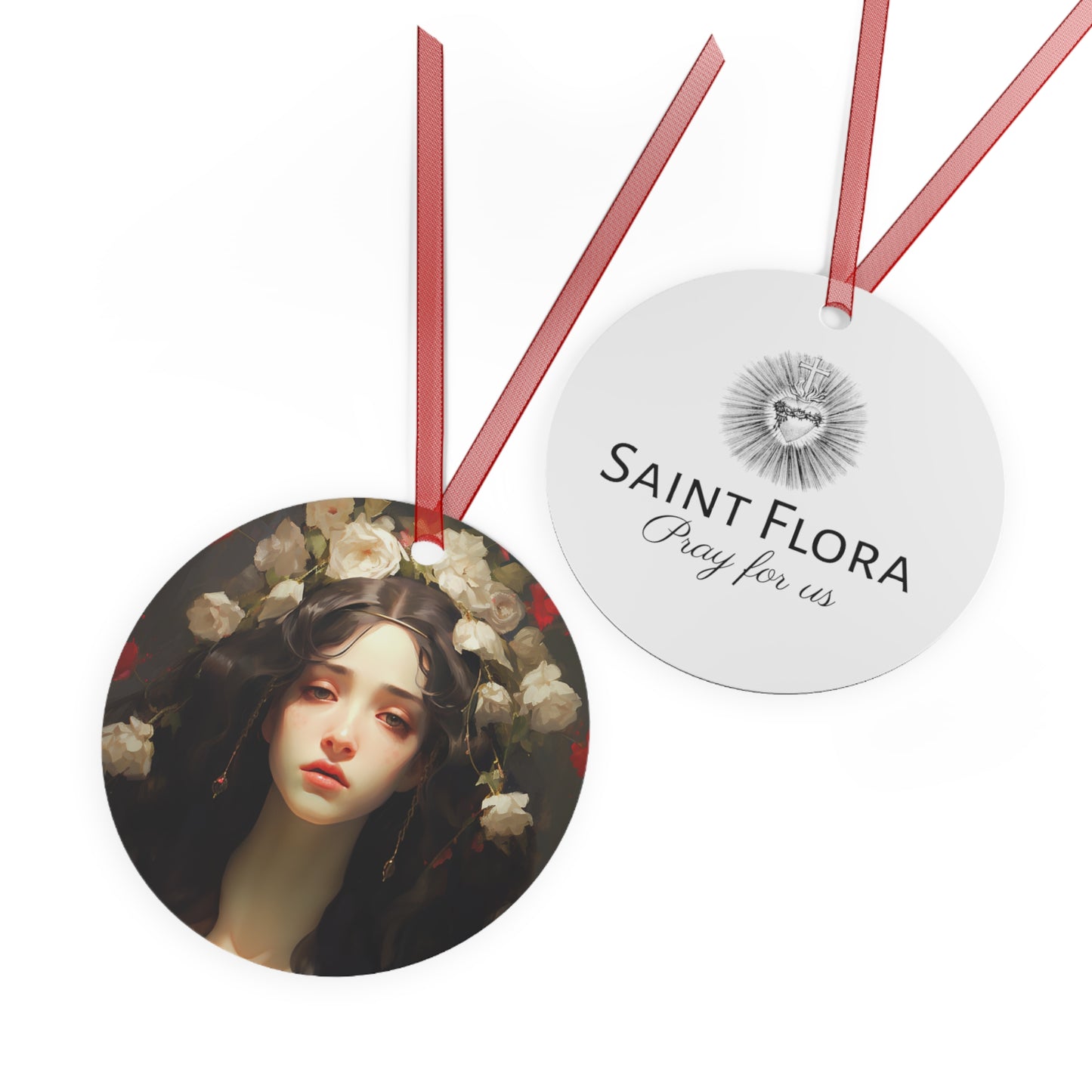 Saint Flora - Religious Holiday Christmas Ornament and Keepsake - Double sided Keepsake Religious Ornament
