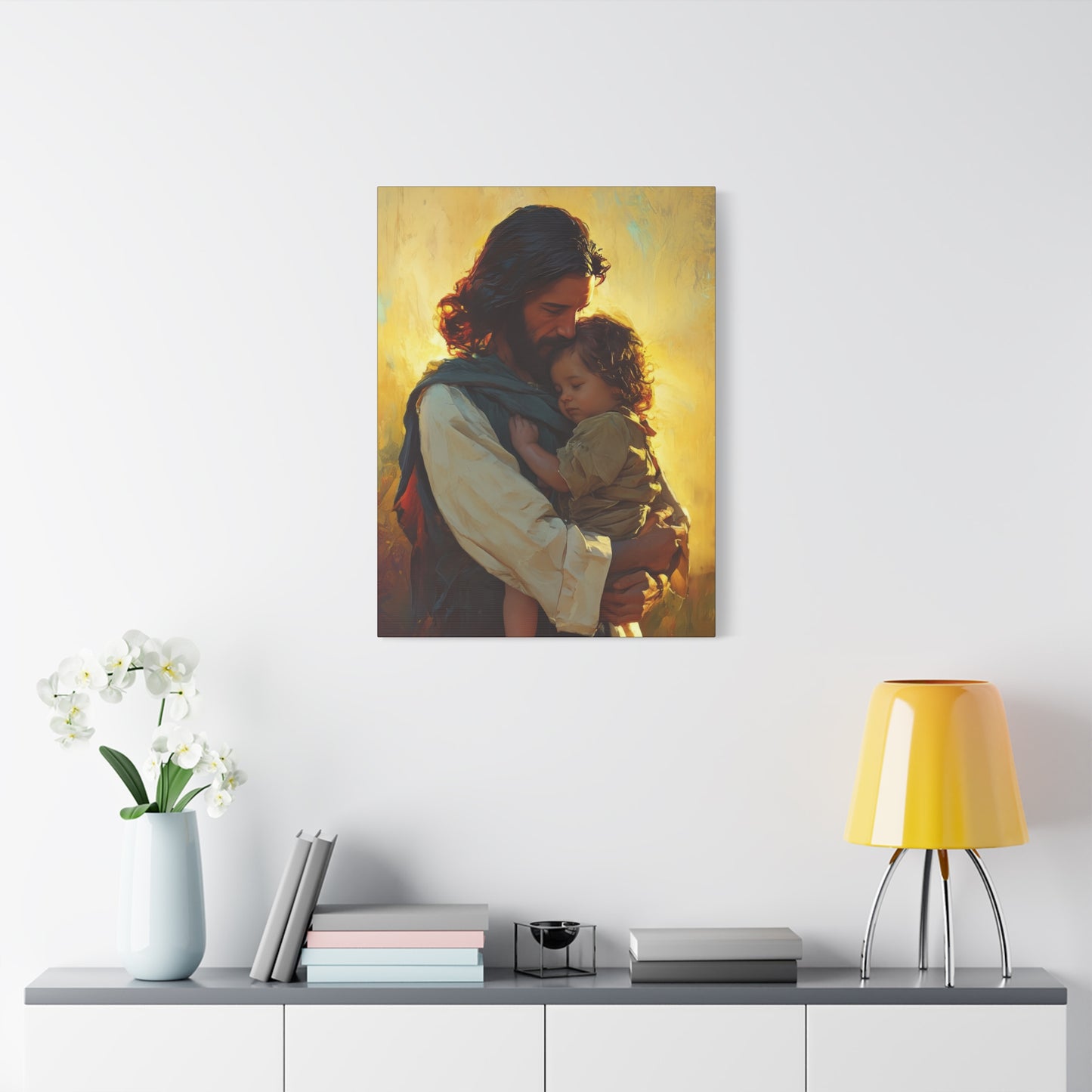 Divine Protector of the Innocent - Christ and Child - Museum Wrapped Canvas - Print - Religious Art for your Home - Christian art print