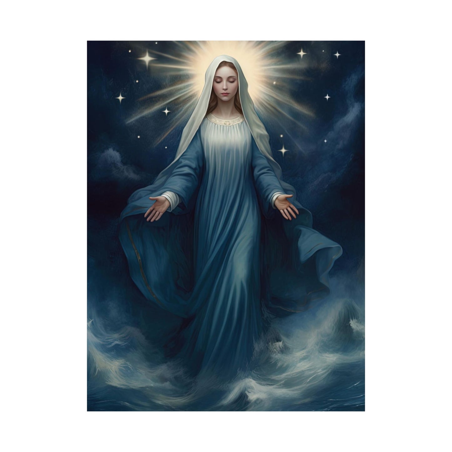 Our Lady, Star of the Sea - Sanctified Souls Print - Multiple Sizes - Premium Matte Vertical Posters - Stella Maris Print