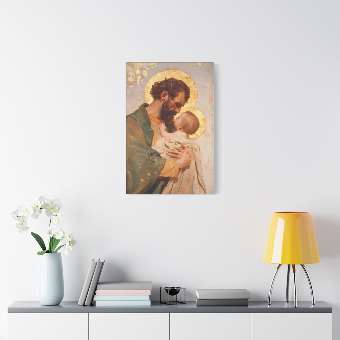Saint Joseph, Pillar of the Holy Family - Museum Wrapped Canvas - Print - Religious Art for your Home - Christian print - Prayer Room