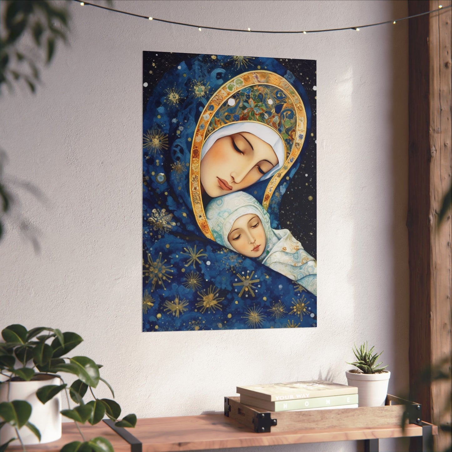 Snowfall's Embrace - Our Lady of the Snows Poster Print - Sanctified Souls Print - Multiple Sizes - Premium Posters - Catholic Art