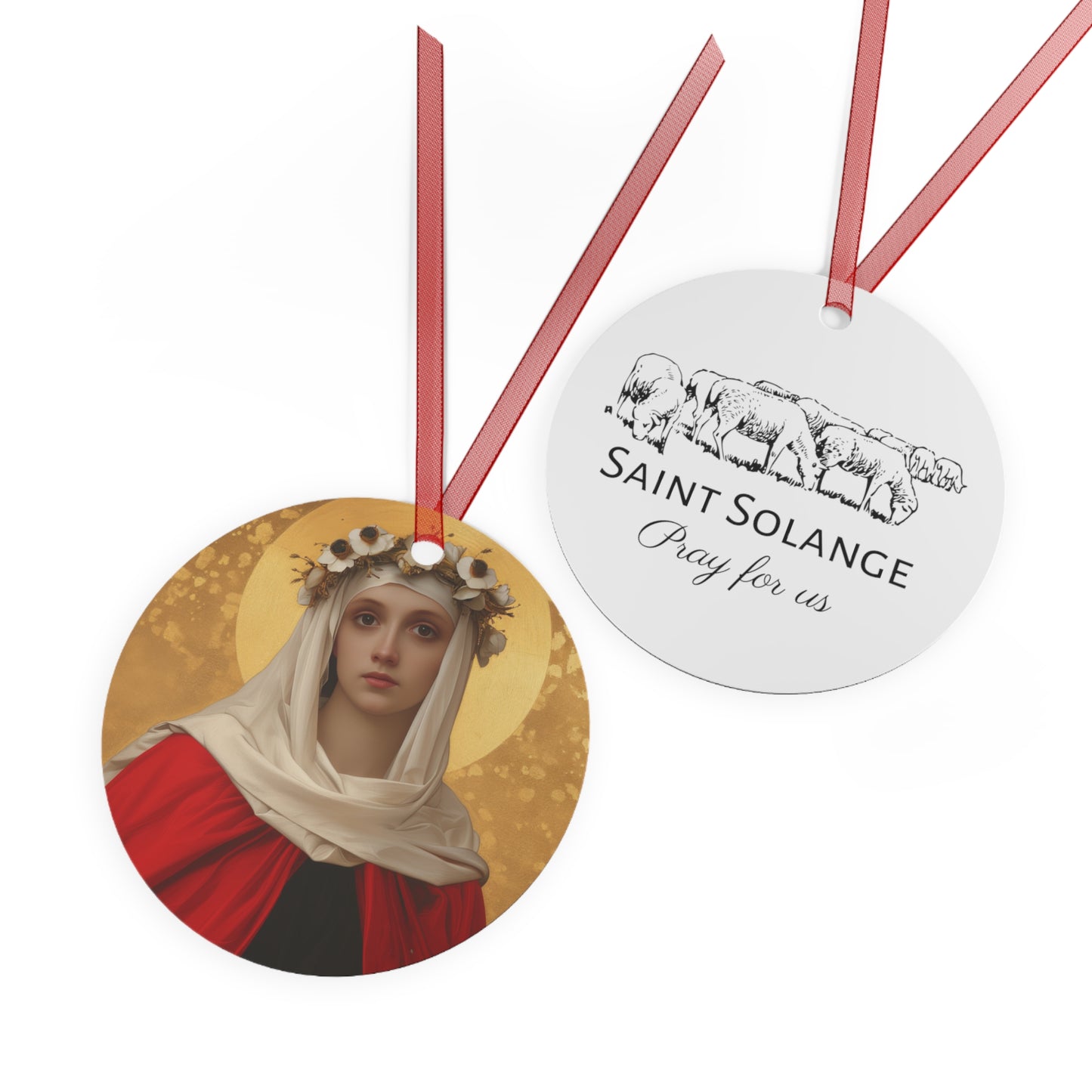 Saint Solange of Bourges Metal Ornament - Religious Holiday Christmas Ornament and Keepsake - Prayer Ornament