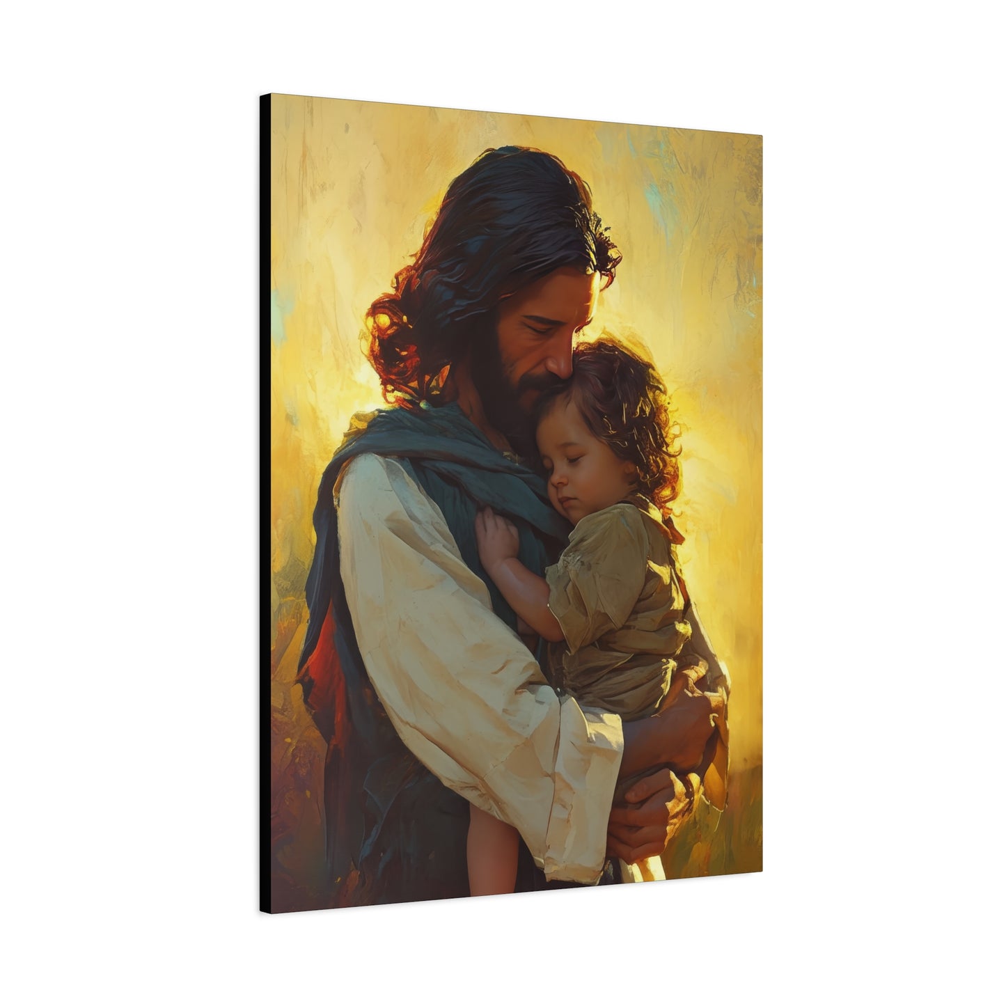 Divine Protector of the Innocent - Christ and Child - Museum Wrapped Canvas - Print - Religious Art for your Home - Christian art print