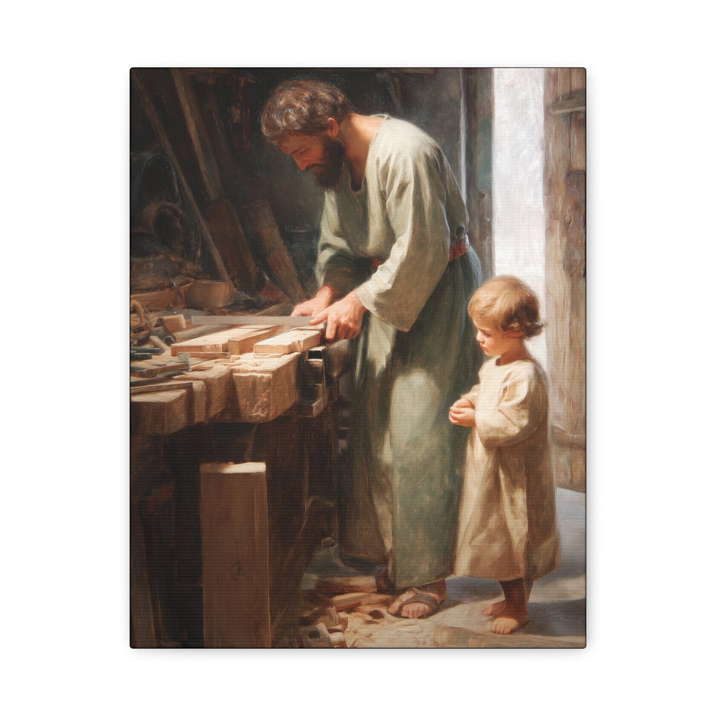 Saint Joseph the Worker - Museum Wrapped Canvas - Sanctified Souls Print - Religious Art for your Home