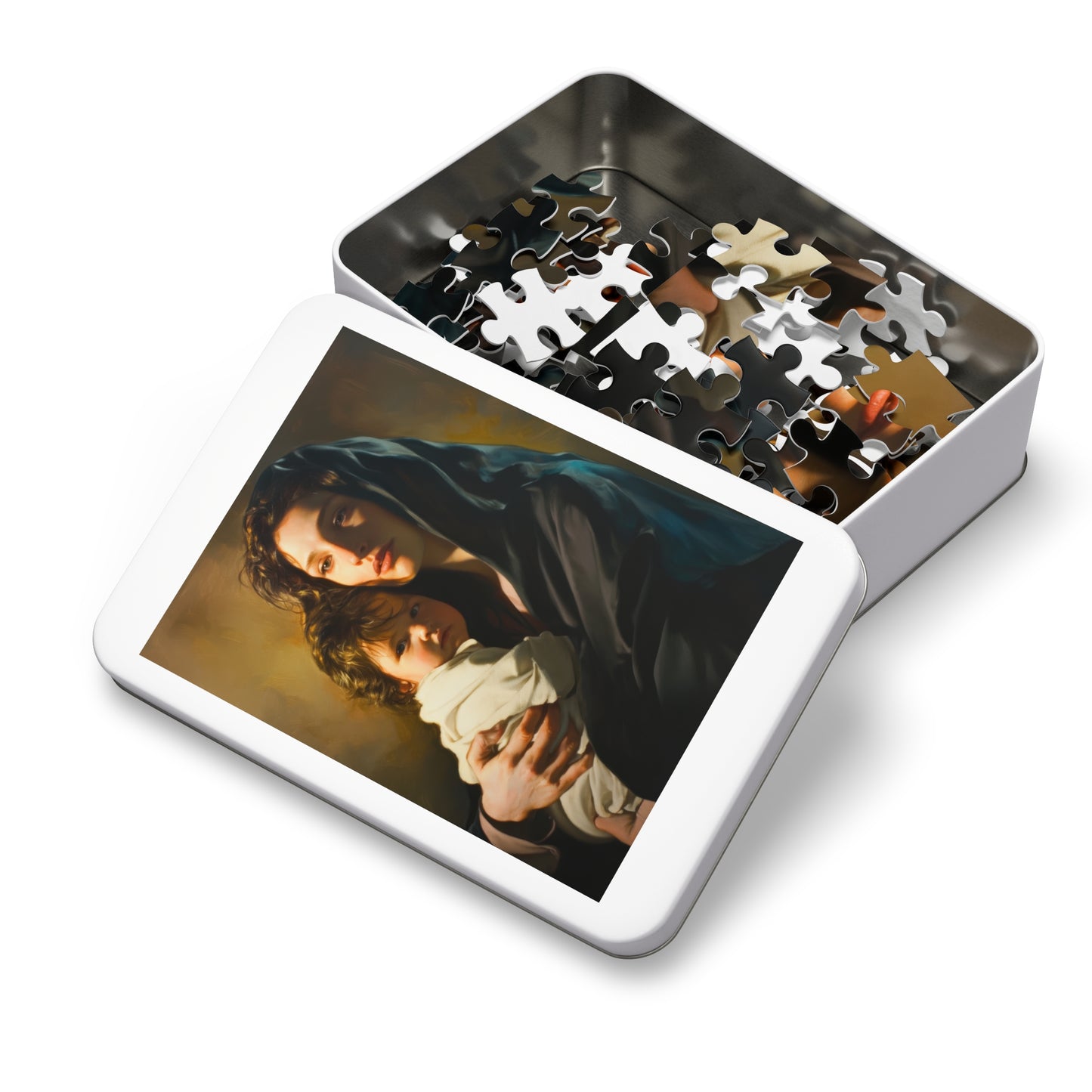A mother's Gentle Embrace - Mary and The Christ Child - Puzzle and Keepsake Tin - Religious (30, 110, 252, 500,1000) - Catholic Families