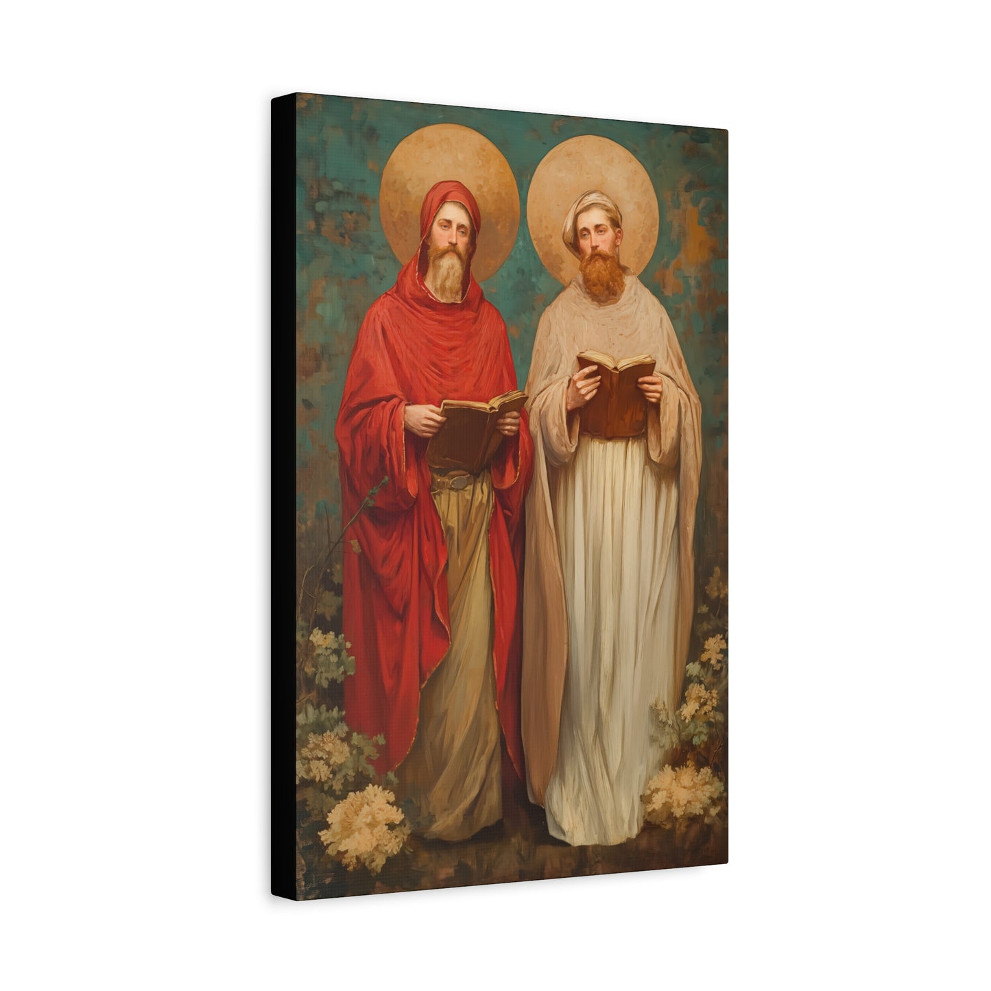 Saints Cosmas and Damian - Multiple Sizes - Catholic Home art - Museum Wrapped Canvas - Sanctified Souls Print - Catholic Martyr Art