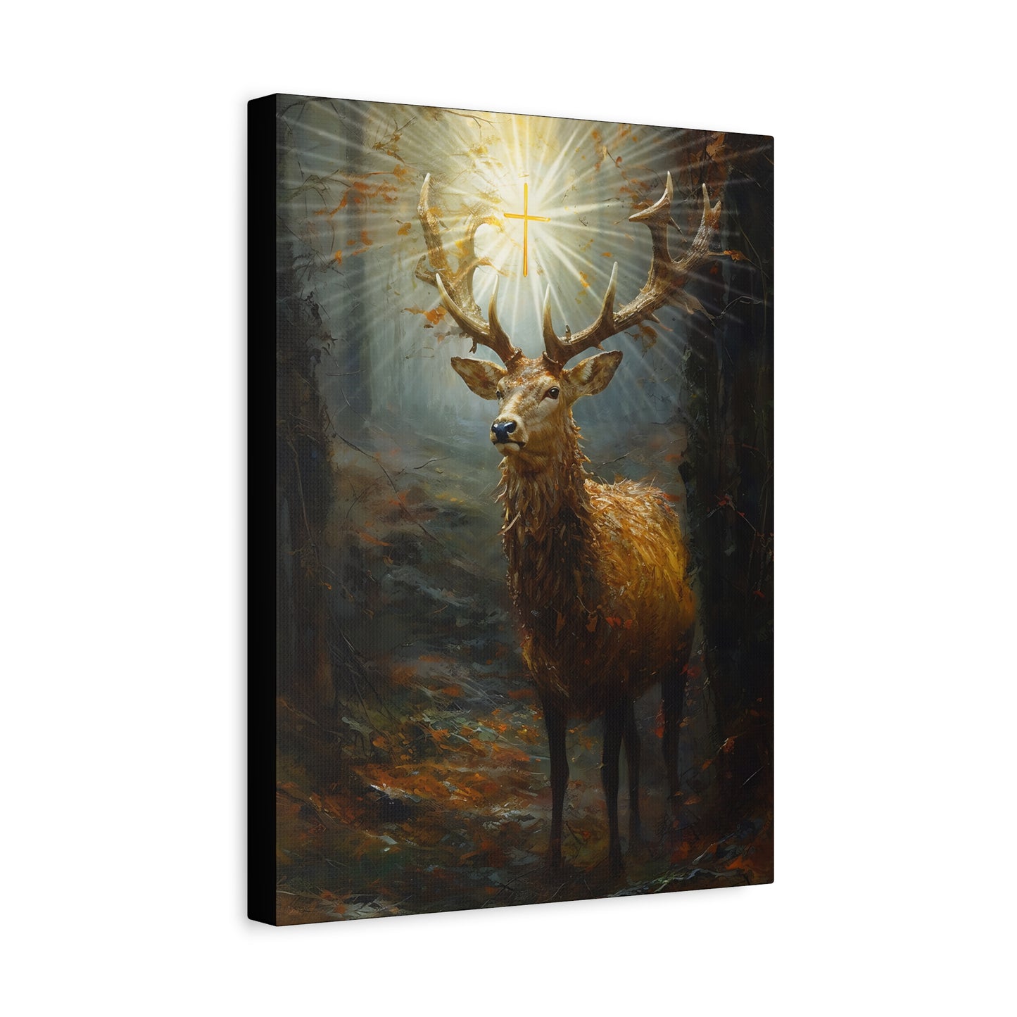 The Stag of Saint Hubert / Saint Hubertus Stag - Museum Wrapped Canvas - Sanctified Souls Print - Religious Art for your Home