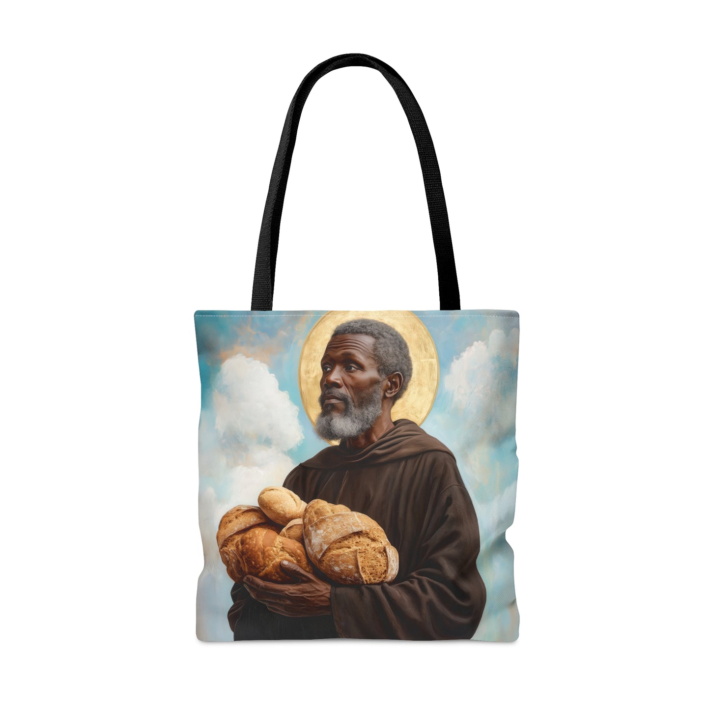 Saint Benedict the Moor Tote Bag - Large Medium Small Faith Art Bag - Catholic Faith Purse - Double Sided - Religious Art - Christ Child