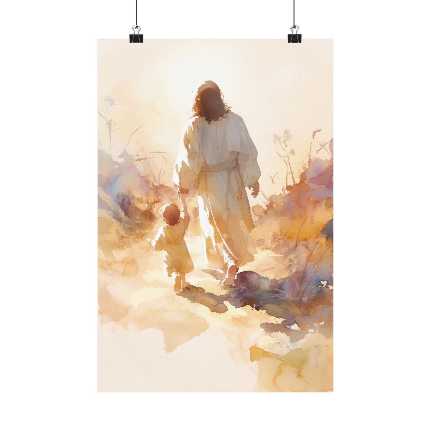 Jesus Guiding a Child in Faith - Christ and Child Poster Print - Sanctified Souls Print - Catholic Art - Christian painting