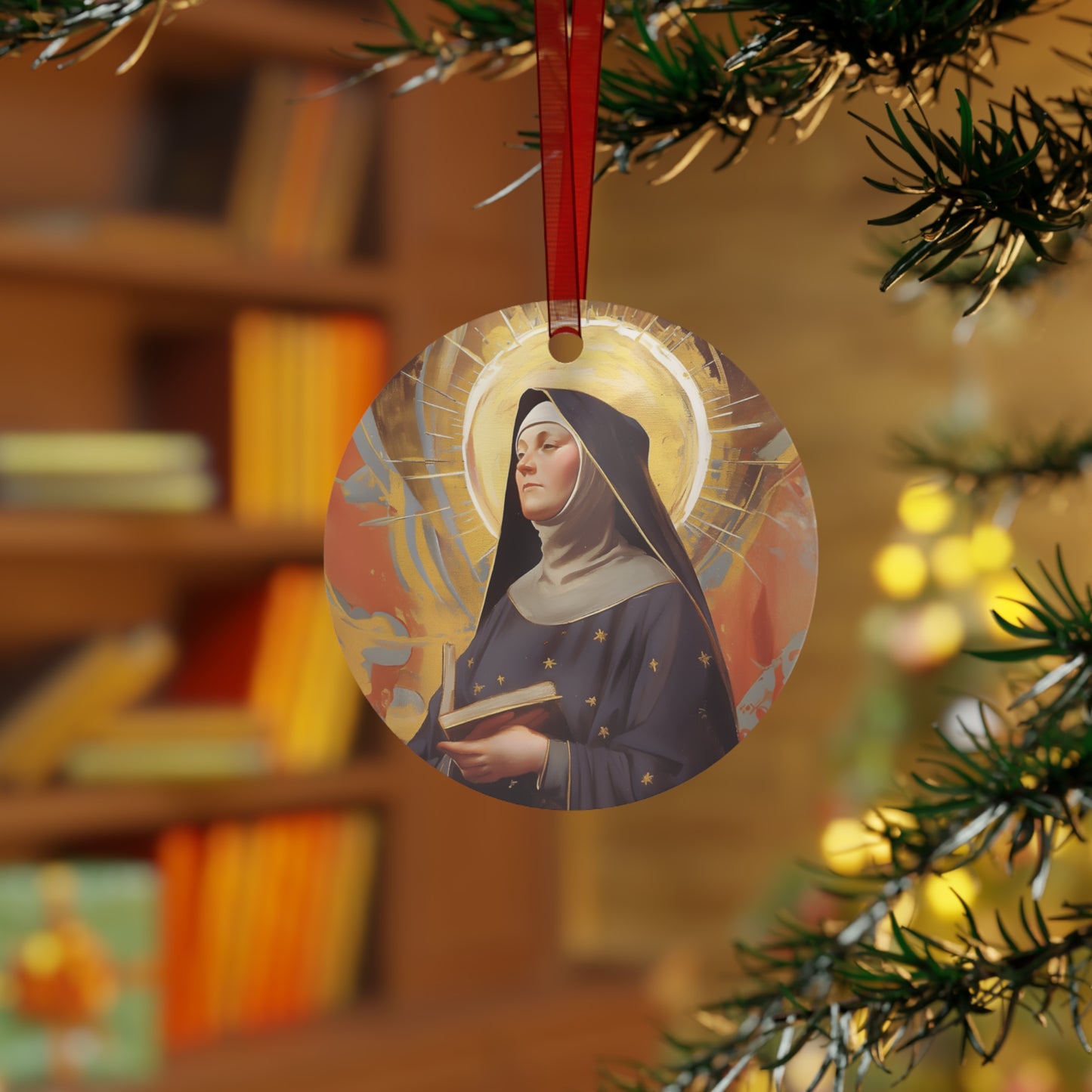 Saint Monica of Hippo Day Metal Ornament - Religious Holiday Christmas Keepsake - Religious Catholic Tree Ornament - Holiday Art Piece