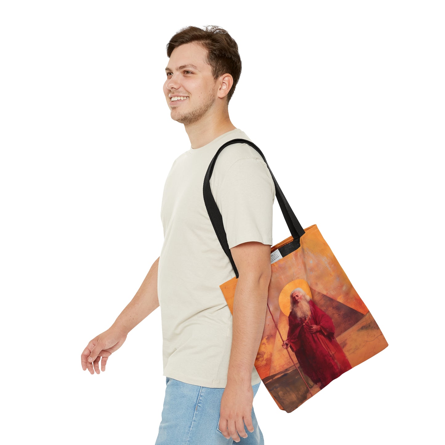 He Led Them with a Staff - Moses in Egypt - Tote Bag - Large Medium Small Faith Art Bag - Bible Study Faith Purse - Double Sided
