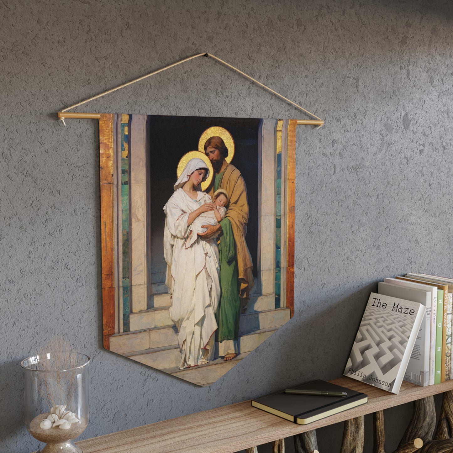 The Feast of the Presentation of the Lord - Holy Family - Pennant / Banner / Wall Hanging - Prayer room - Catholic Art - Large - 18" x 21"