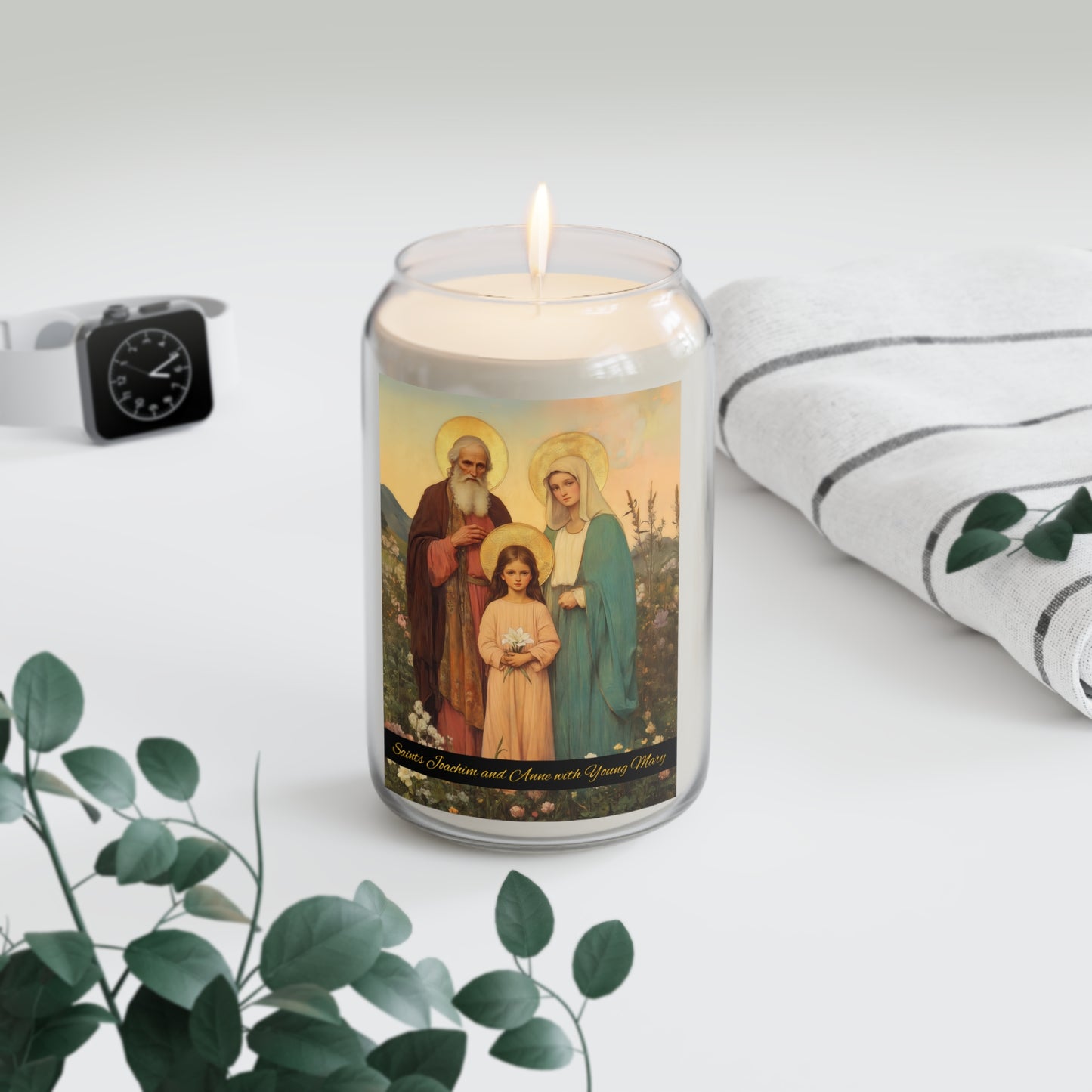 Saints Joachim and Anne with Young Mary - Scented Prayer Candle, 13.75oz - Tall Size - Religious Prayer Candle