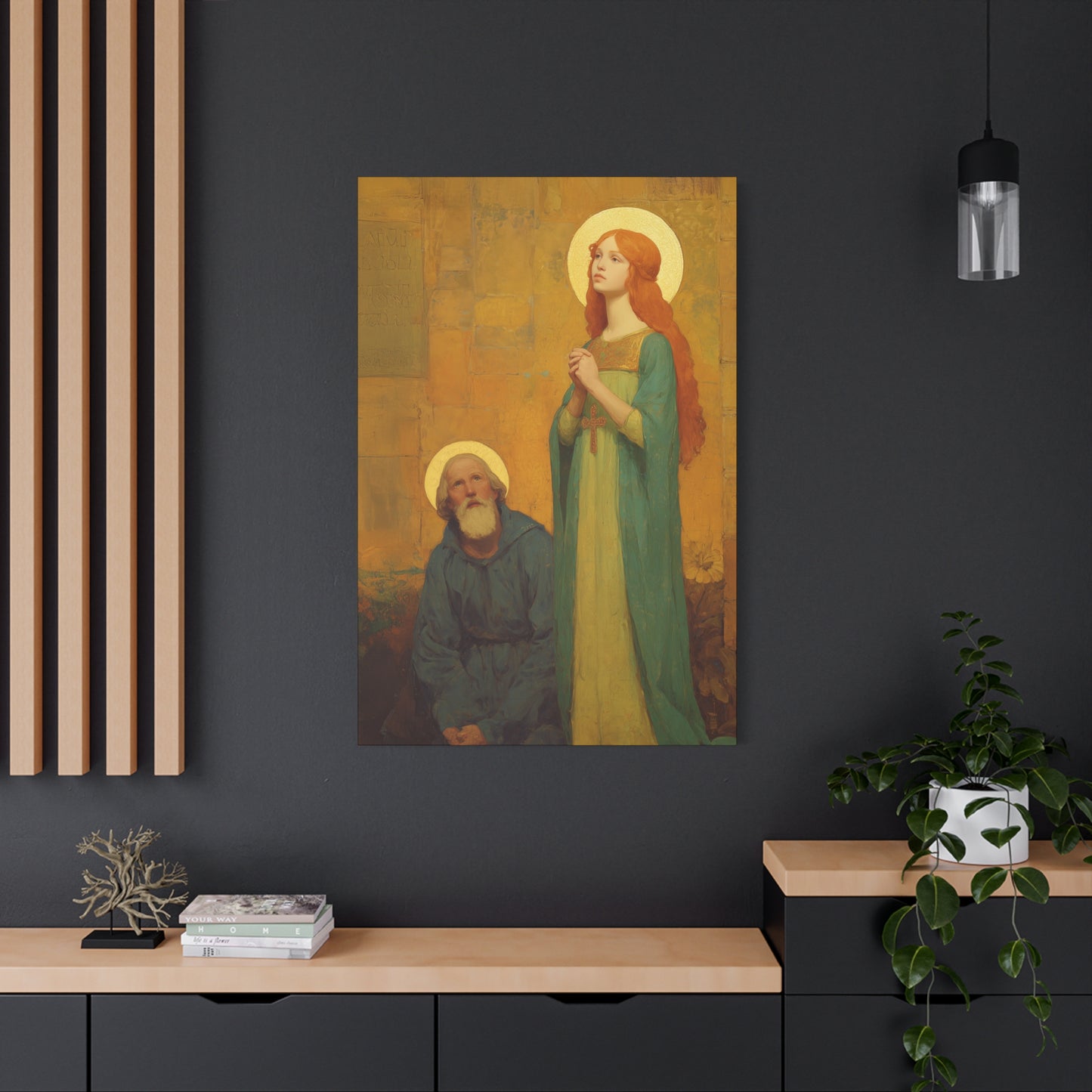 Saints Justina and Cyprian - Multiple Sizes - Catholic Home art - Museum Wrapped Canvas - Sanctified Souls Print - Catholic Martyr Art