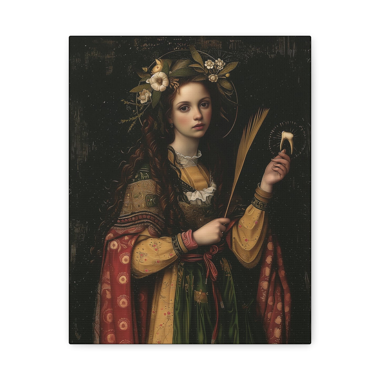 Saint Apollonia - Museum Wrapped Canvas - Print - Religious Art for your Home - Catholic art print - prayer room art