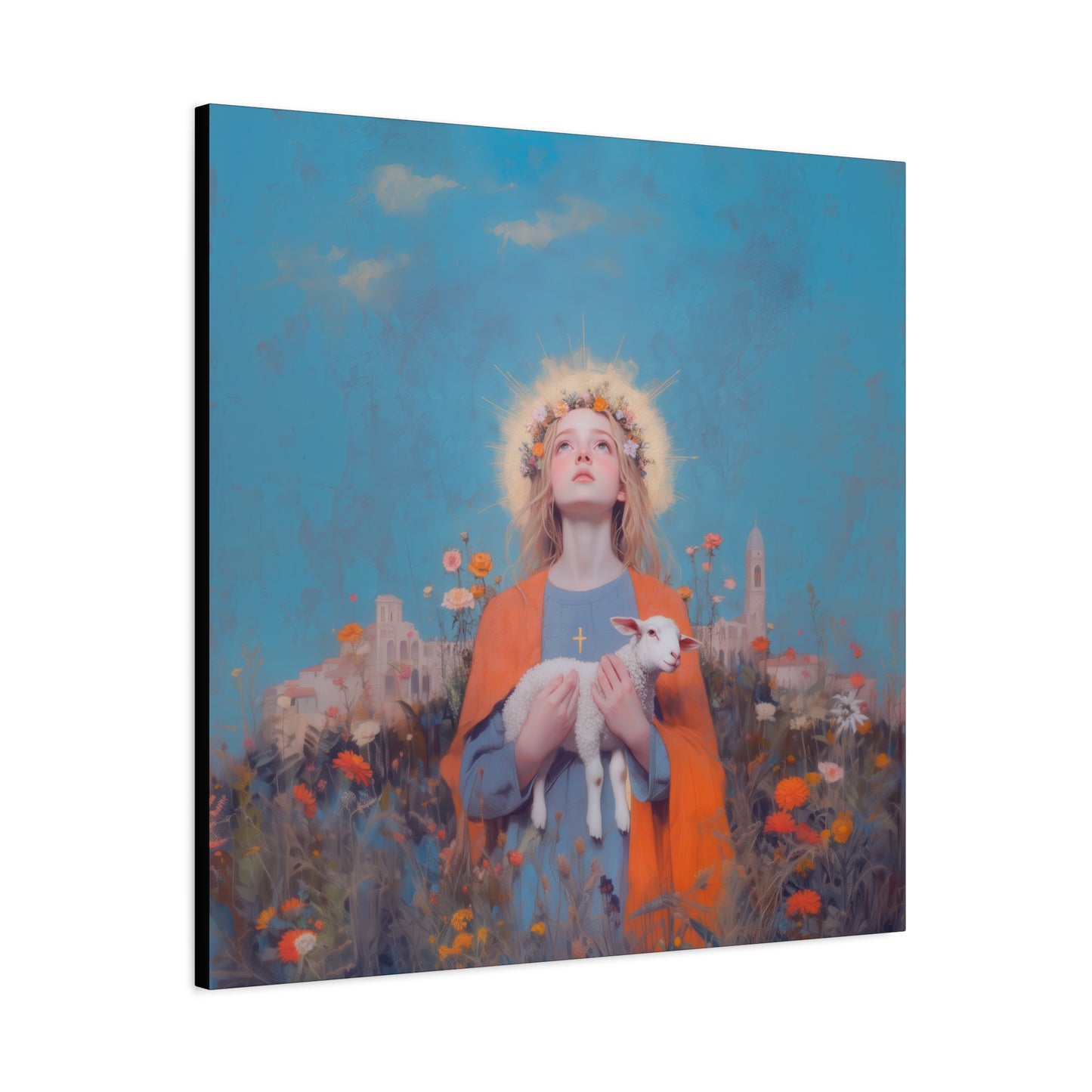 Saint Agnes of Rome - Museum Wrapped Canvas - Sanctified Souls Print - Religious Art for your Home - Catholic Patron Saint Art