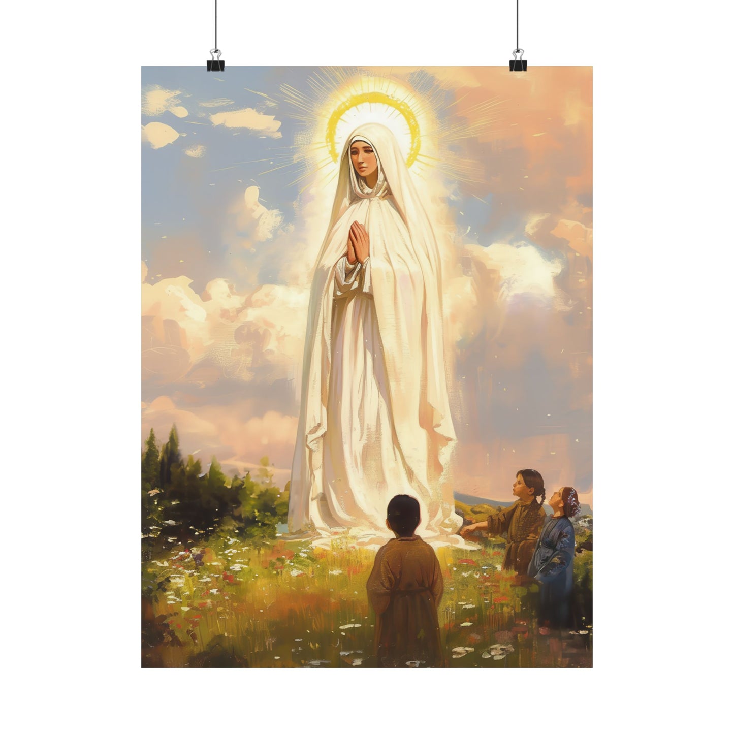 Our Lady of Fátima Poster Print - Sanctified Souls Print - Multiple Sizes - Premium Posters - Catholic Art for your home