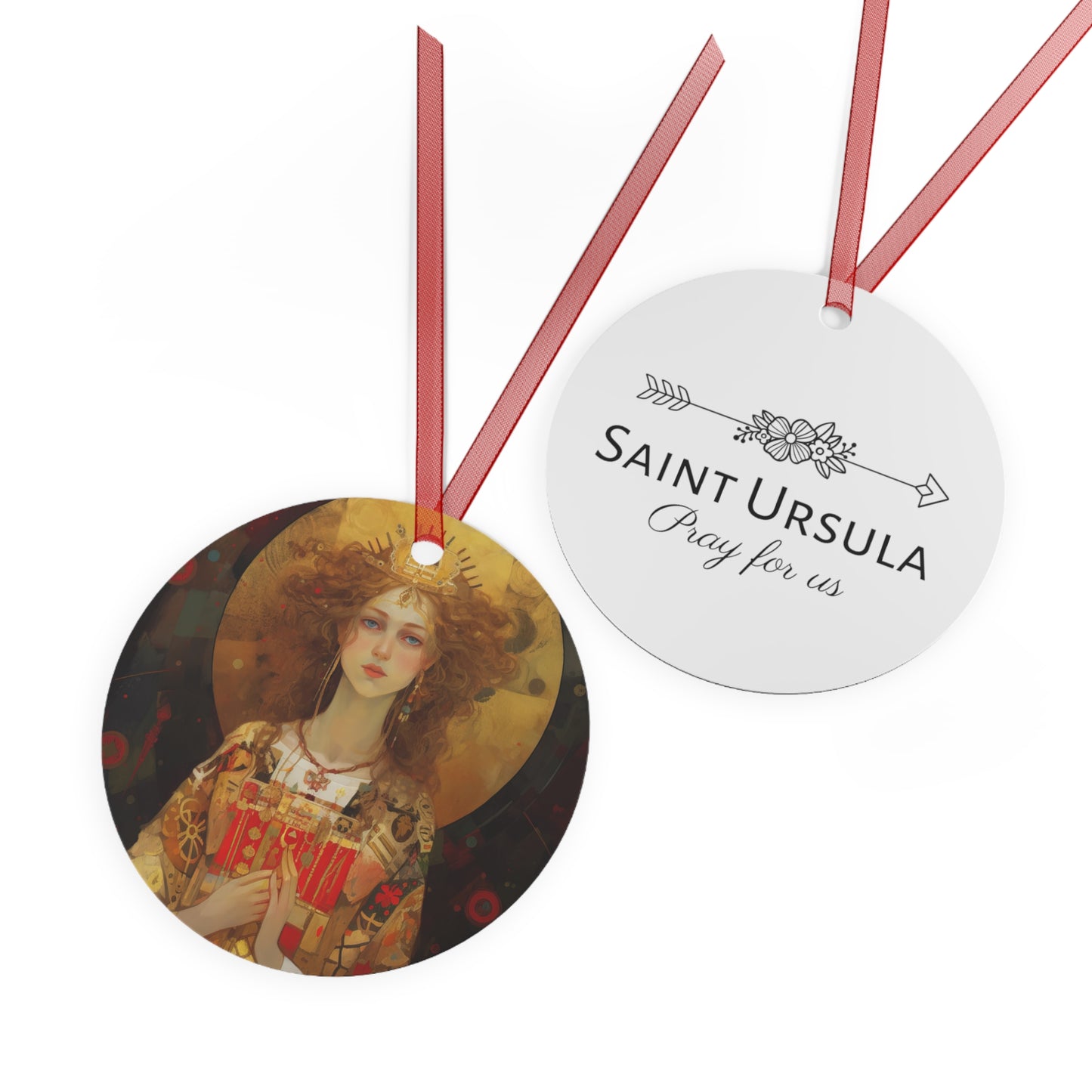 Saint Ursula - Religious Holiday Christmas Ornament and Keepsake - Double sided Keepsake Religious Ornament