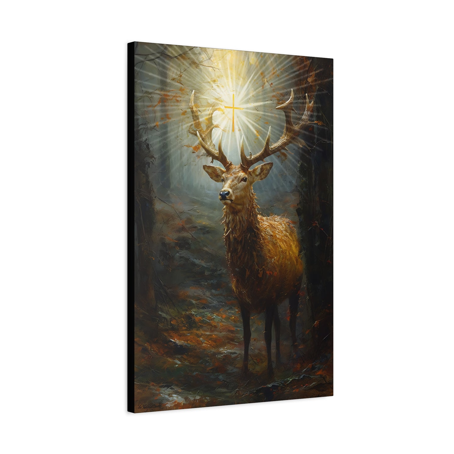The Stag of Saint Hubert / Saint Hubertus Stag - Museum Wrapped Canvas - Sanctified Souls Print - Religious Art for your Home