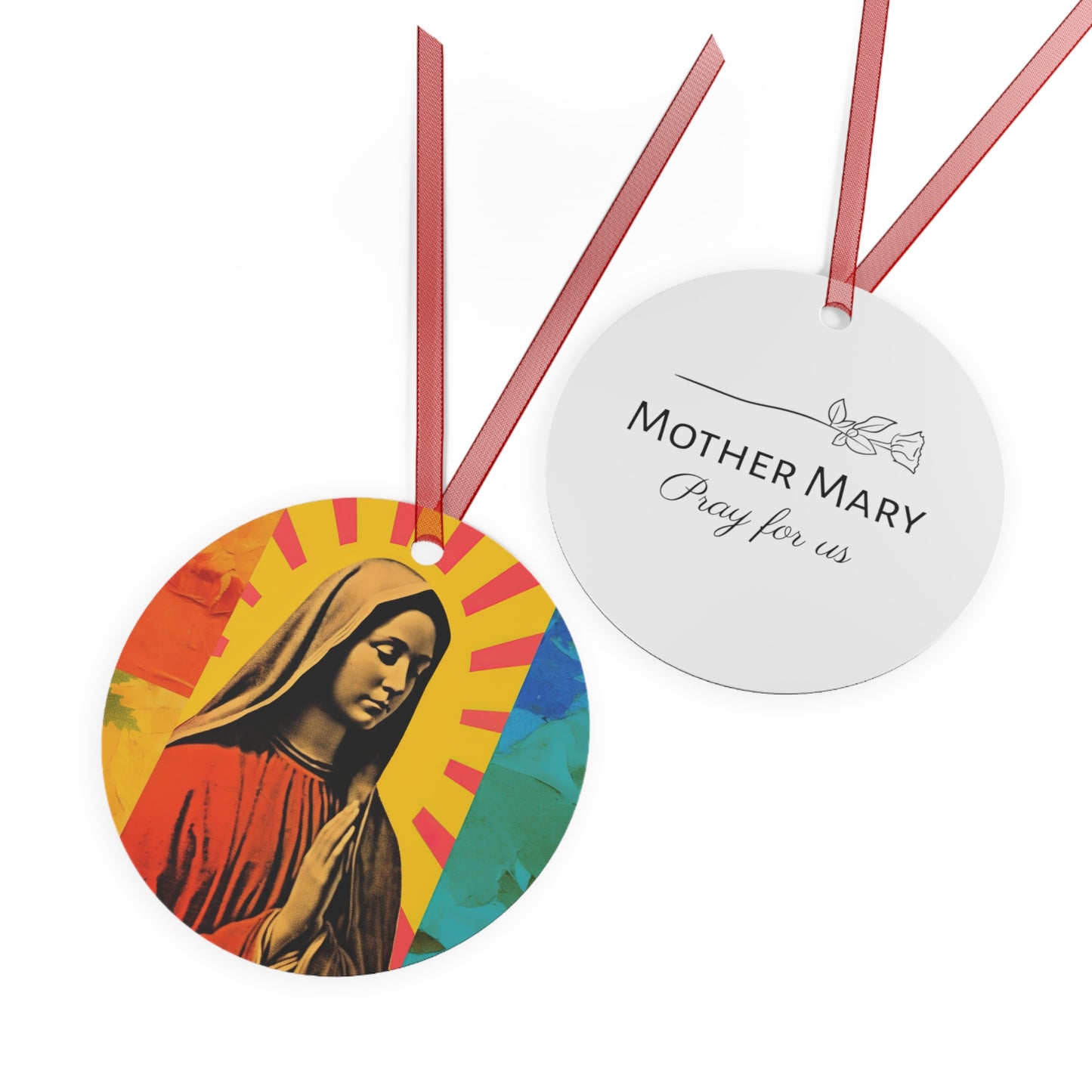 Radiant Mary : Mary in Art Metal Ornament - Religious Holiday Christmas Ornament and Keepsake - Double sided - Virgin Mary
