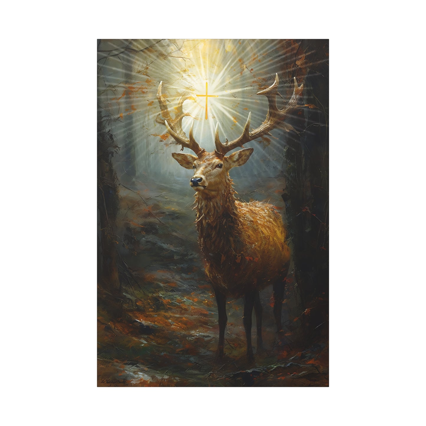 The Stag of Saint Hubert / Saint Hubertus Stag - Museum Wrapped Canvas - Sanctified Souls Print - Religious Art for your Home