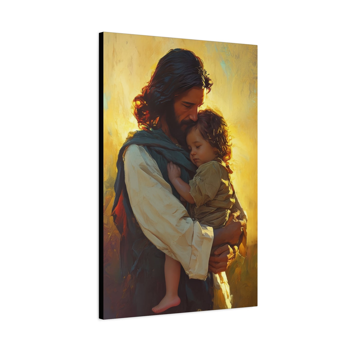 Divine Protector of the Innocent - Christ and Child - Museum Wrapped Canvas - Print - Religious Art for your Home - Christian art print