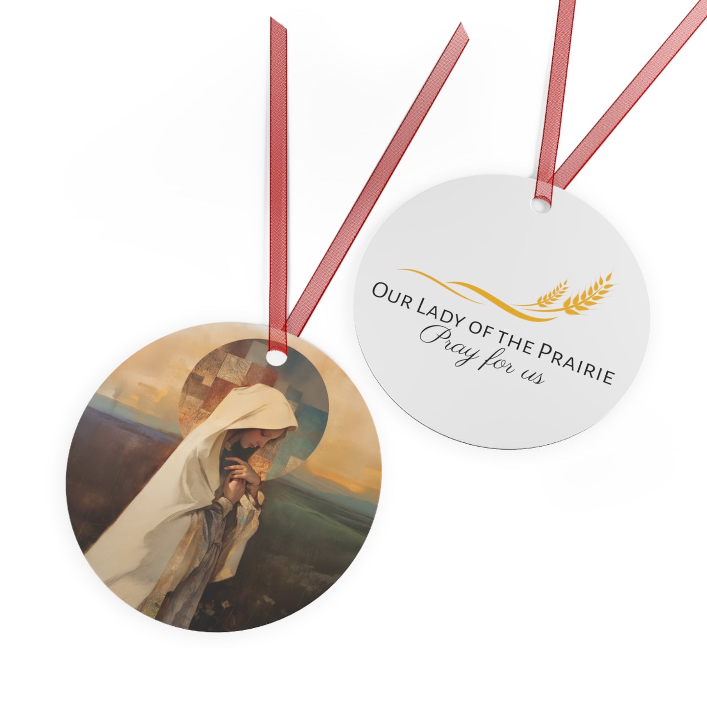 Our Lady of the Prairie Metal Ornament - Religious Holiday Christmas Ornament and Keepsake - Prayer Ornament