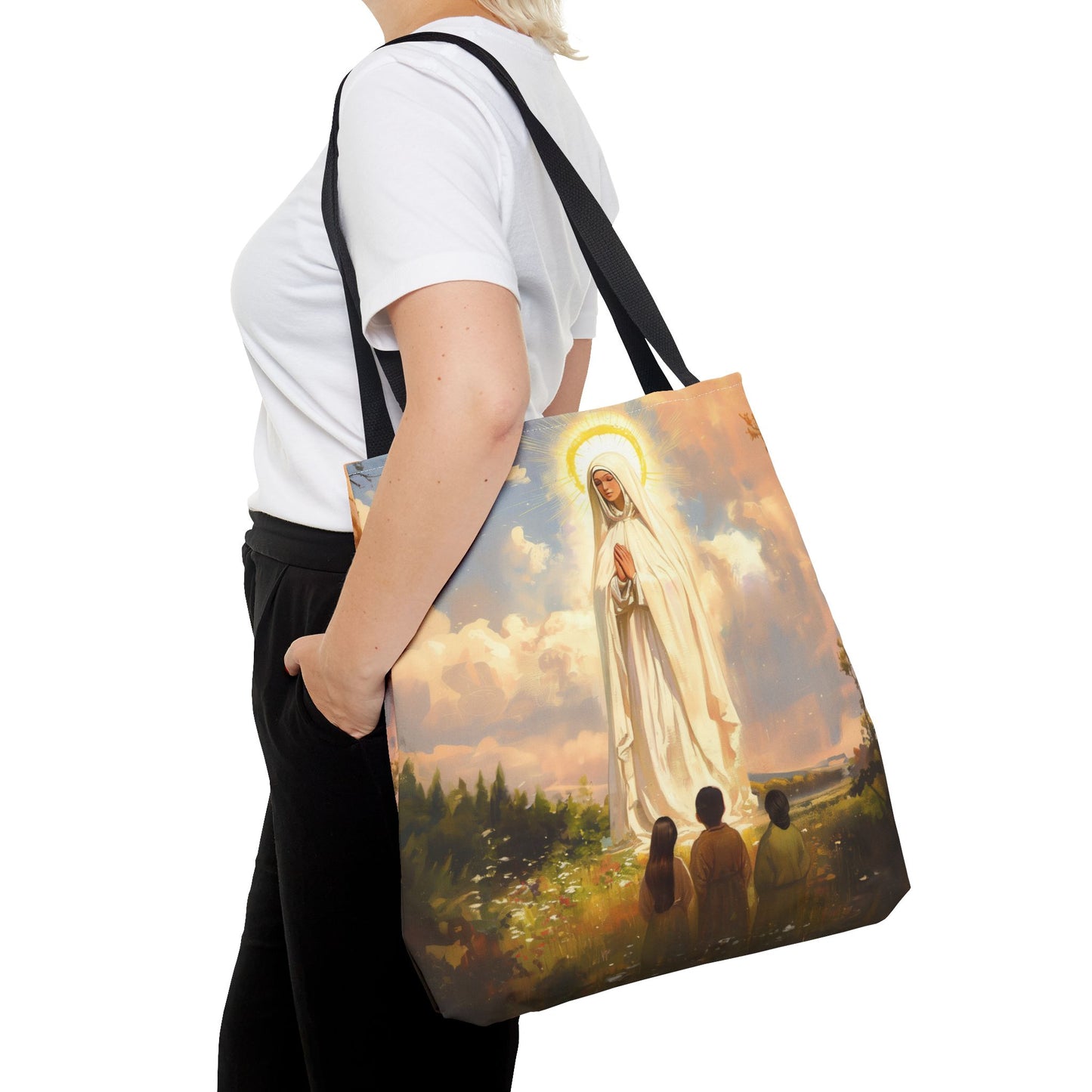 Our Lady of Fátima Tote Bag - Large Medium Small Faith Art Bag - Catholic Faith Purse - Religious Carry All Reusable Tote Bag