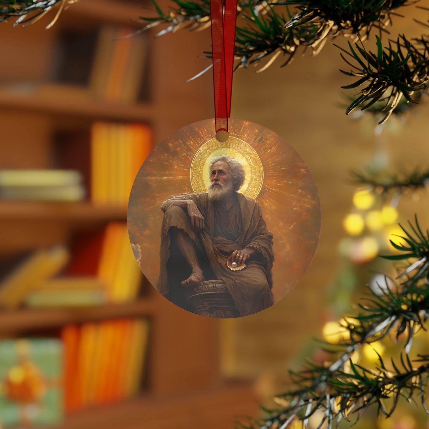 Saint Simeon Stylites Metal Ornament - Religious Holiday Christmas Keepsake - Religious Catholic Tree Ornament - Holiday Christmas Gift