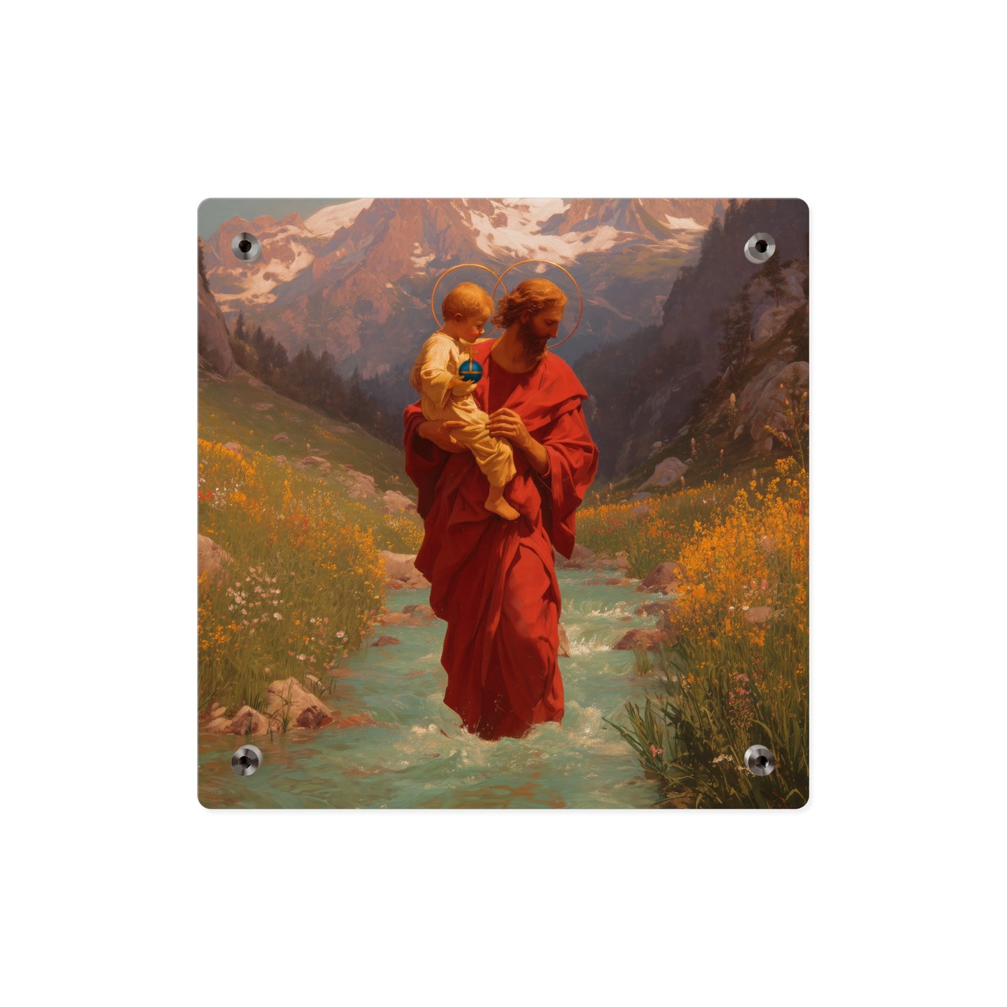 Saint Christopher Wall Art Panel - Ready to Hang Acrylic Print - Catholic Saint Art - Patron Saint Print - No Frame needed